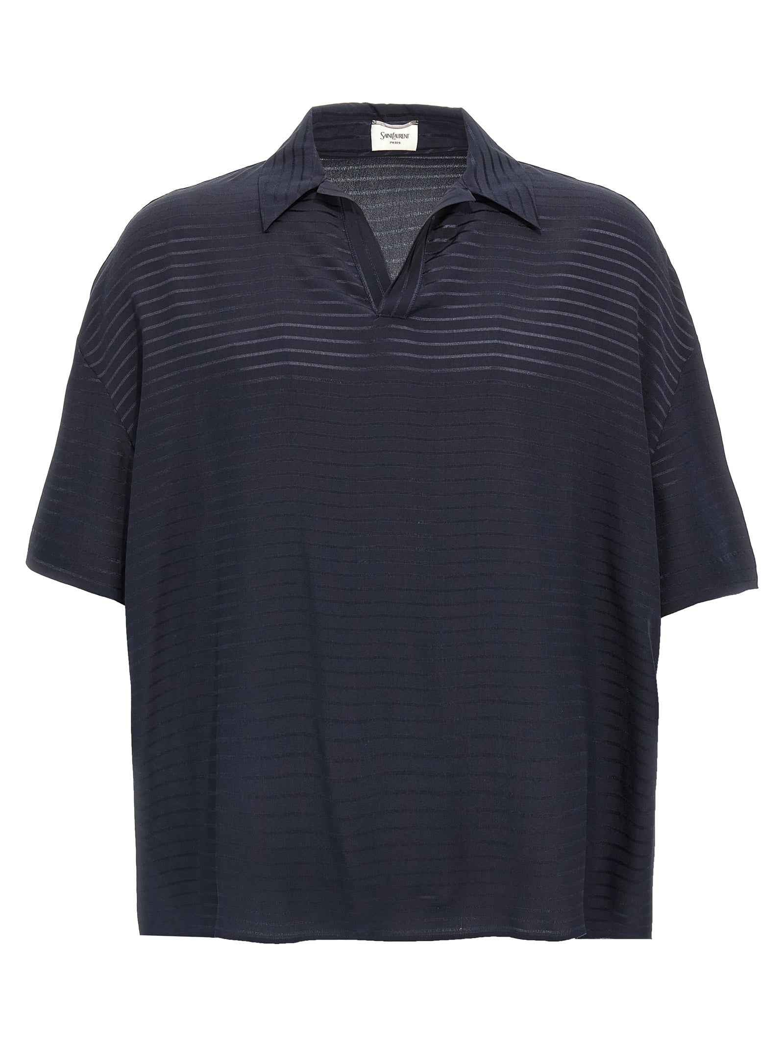 Saint Laurent Blue Silk Polo Shirt