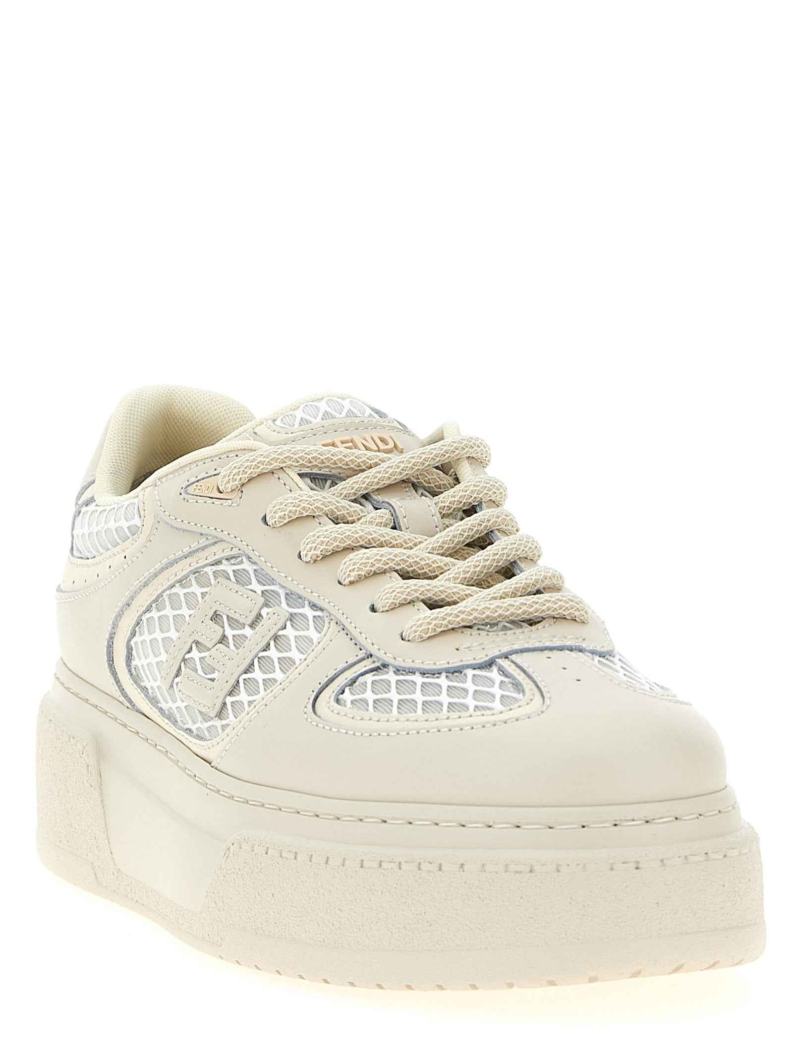 Fendi Beige Calfskin Platform Sneakers