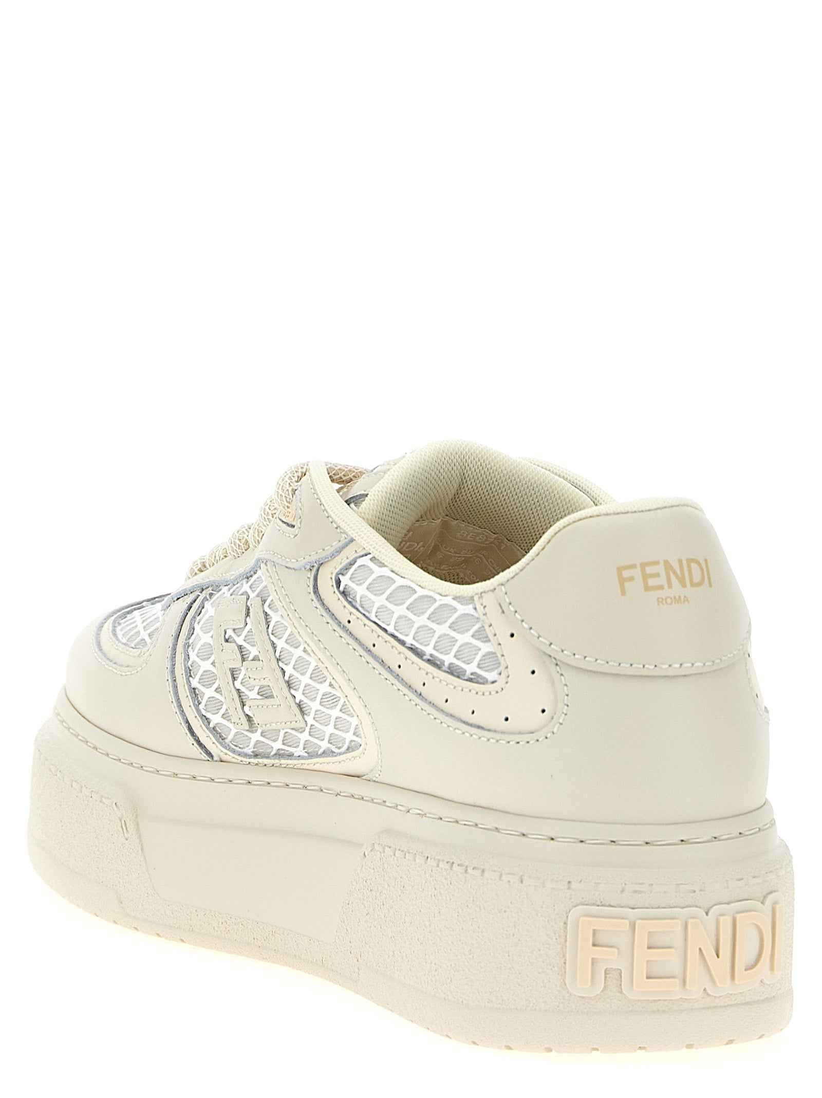Fendi Beige Calfskin Platform Sneakers