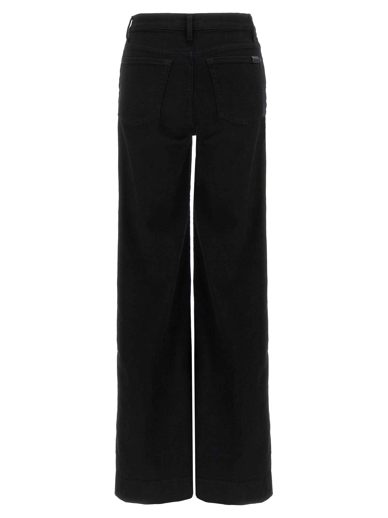 7 For All Mankind Black Cotton Flared Jeans