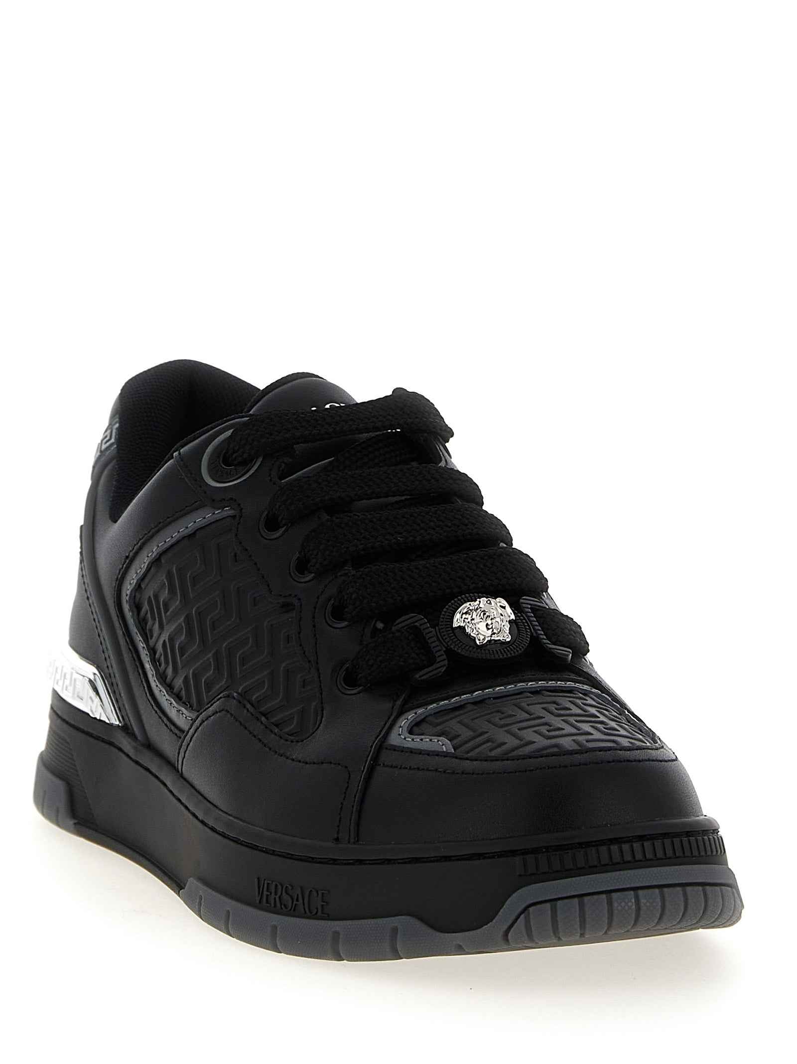 Versace Black Calfskin Athletic Sneakers