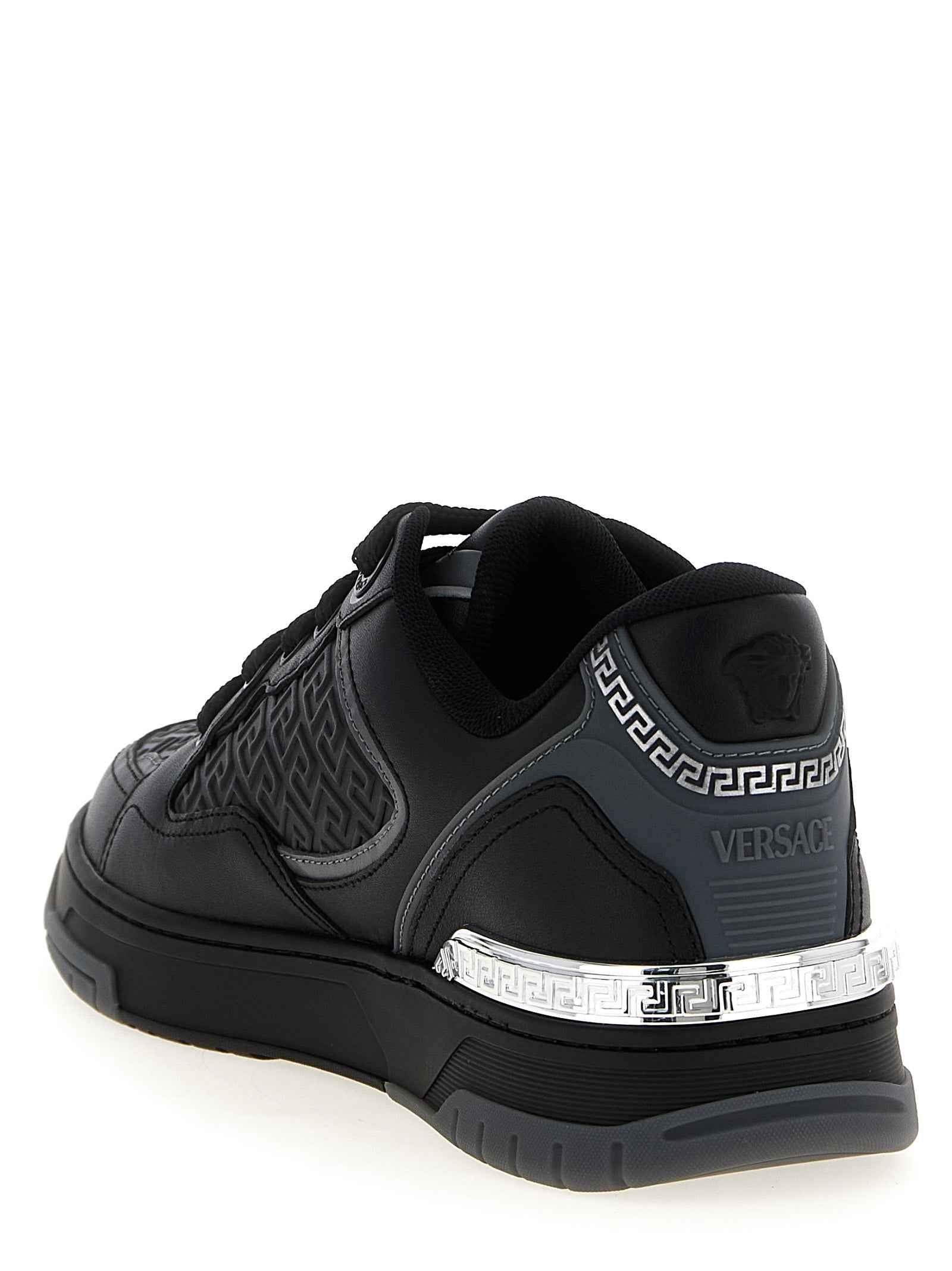 Versace Black Calfskin Athletic Sneakers