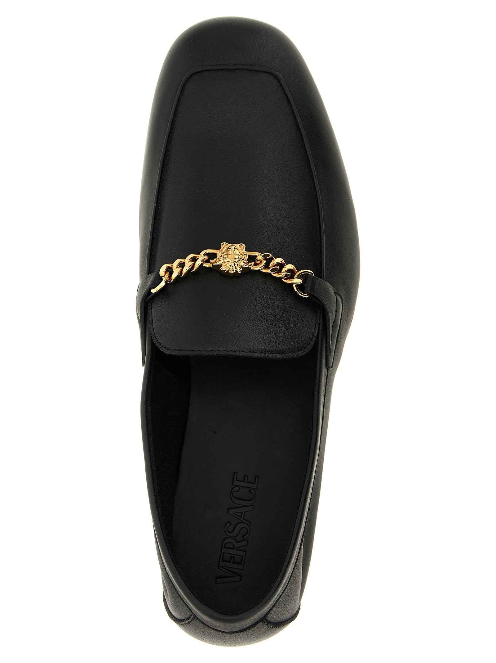 Versace Black Calfskin Slip-On Loafers