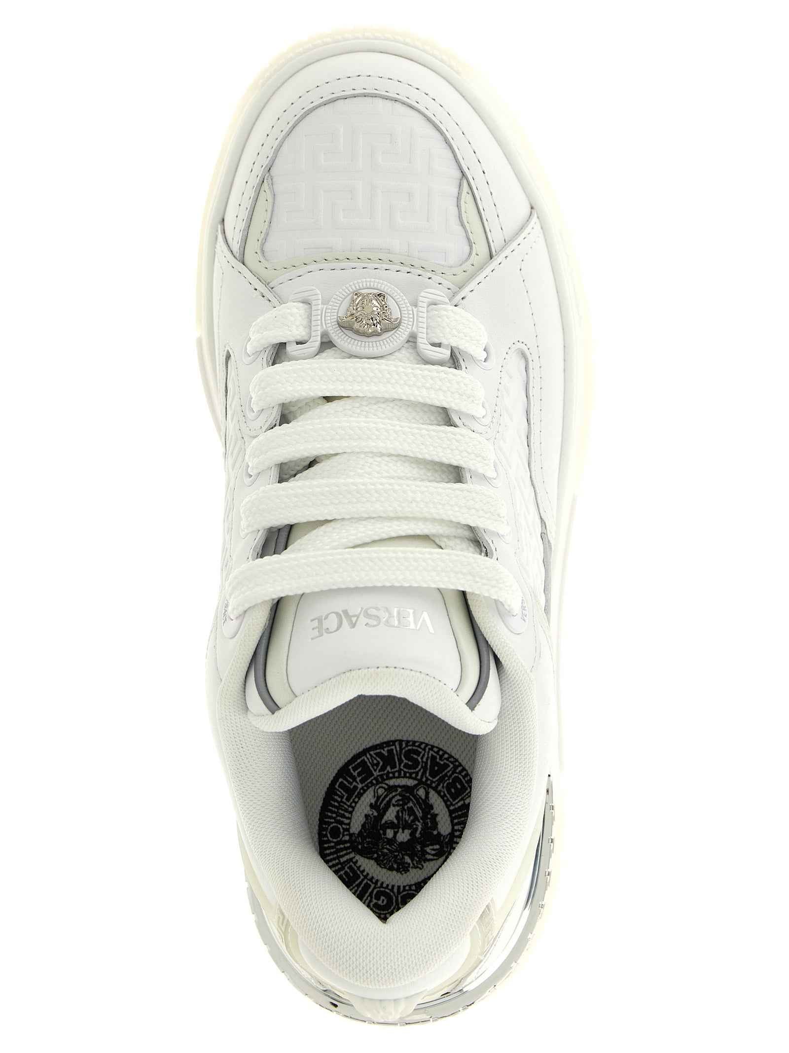 Versace White Calfskin Low Top Sneakers