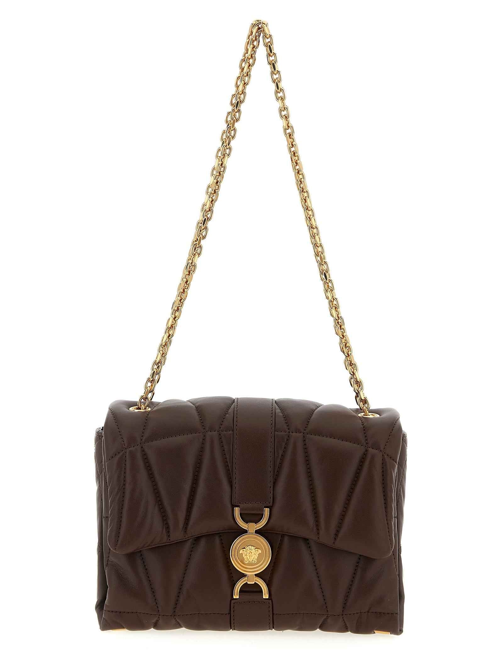 Versace Brown Lamb Leather Shoulder Bag