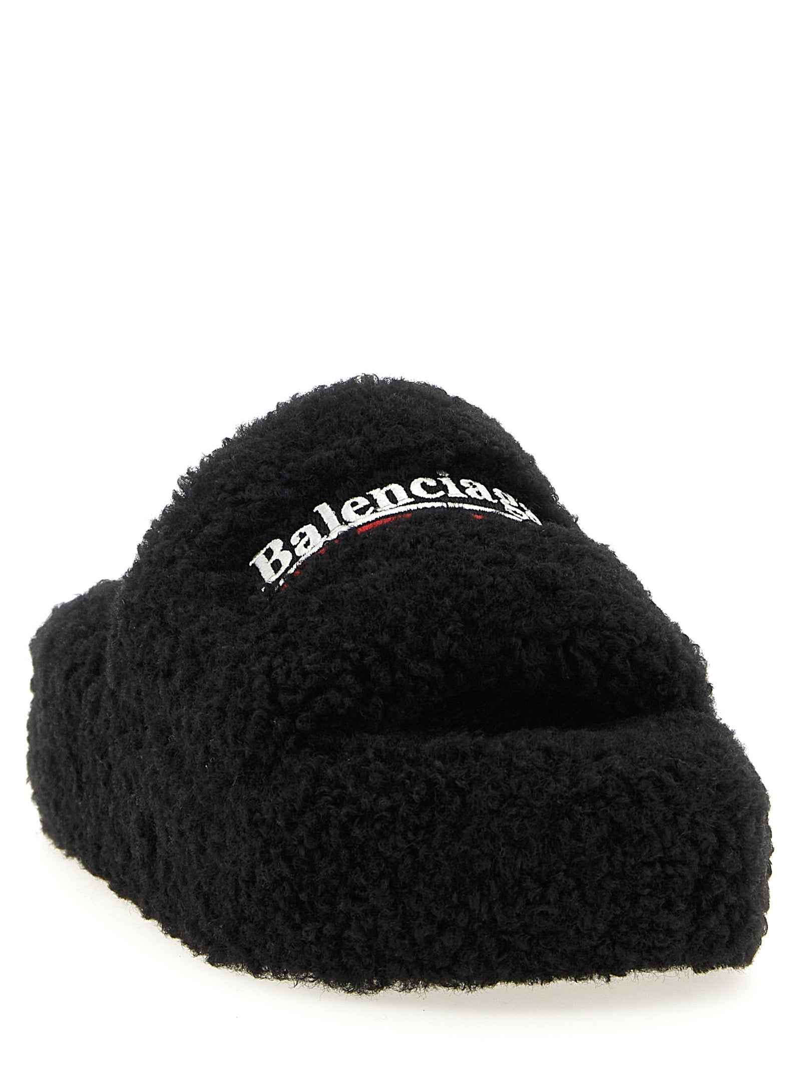 Balenciaga Black Polyester Slides