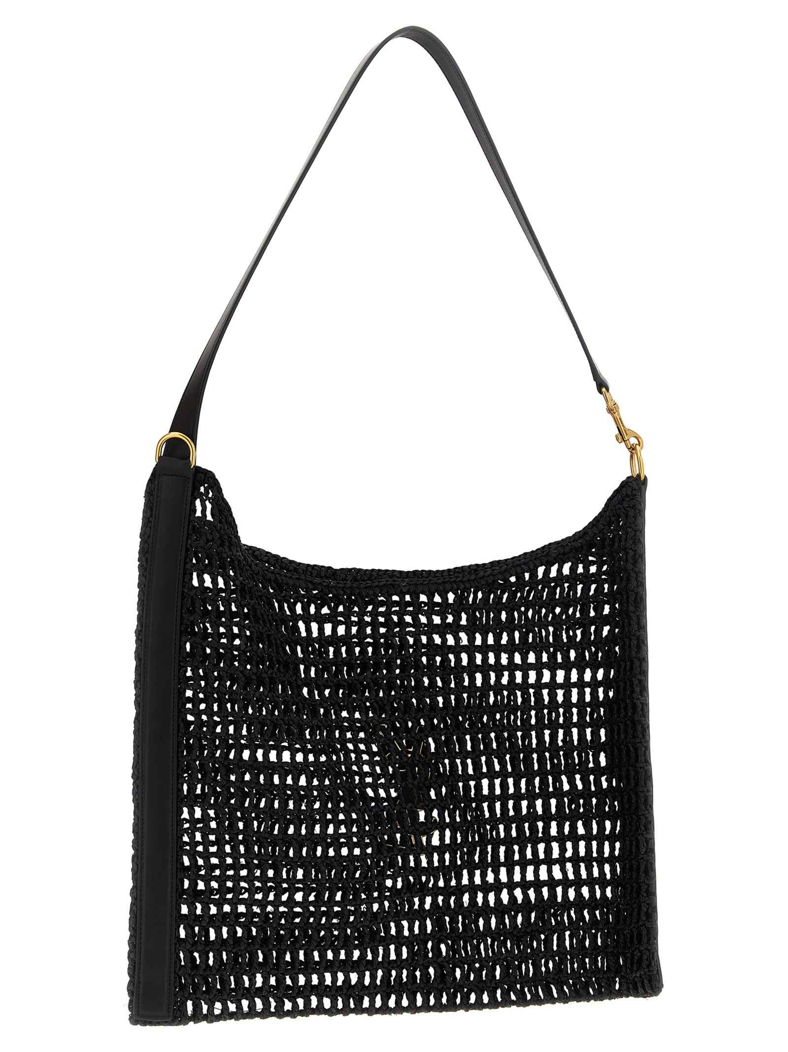 Saint Laurent Black Raffia Shoulder Bag