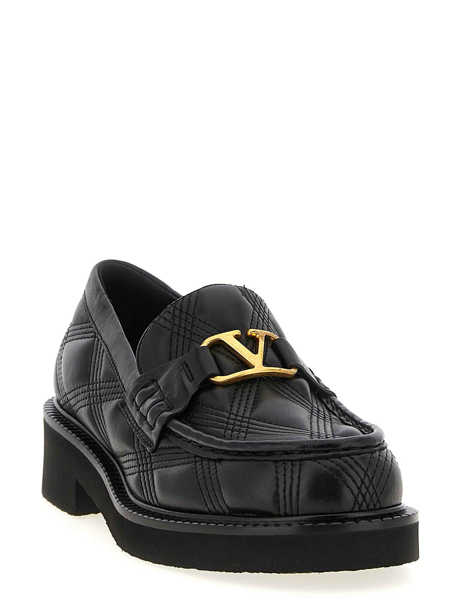 Valentino Garavani Black Lamb Leather Slip-On Loafers