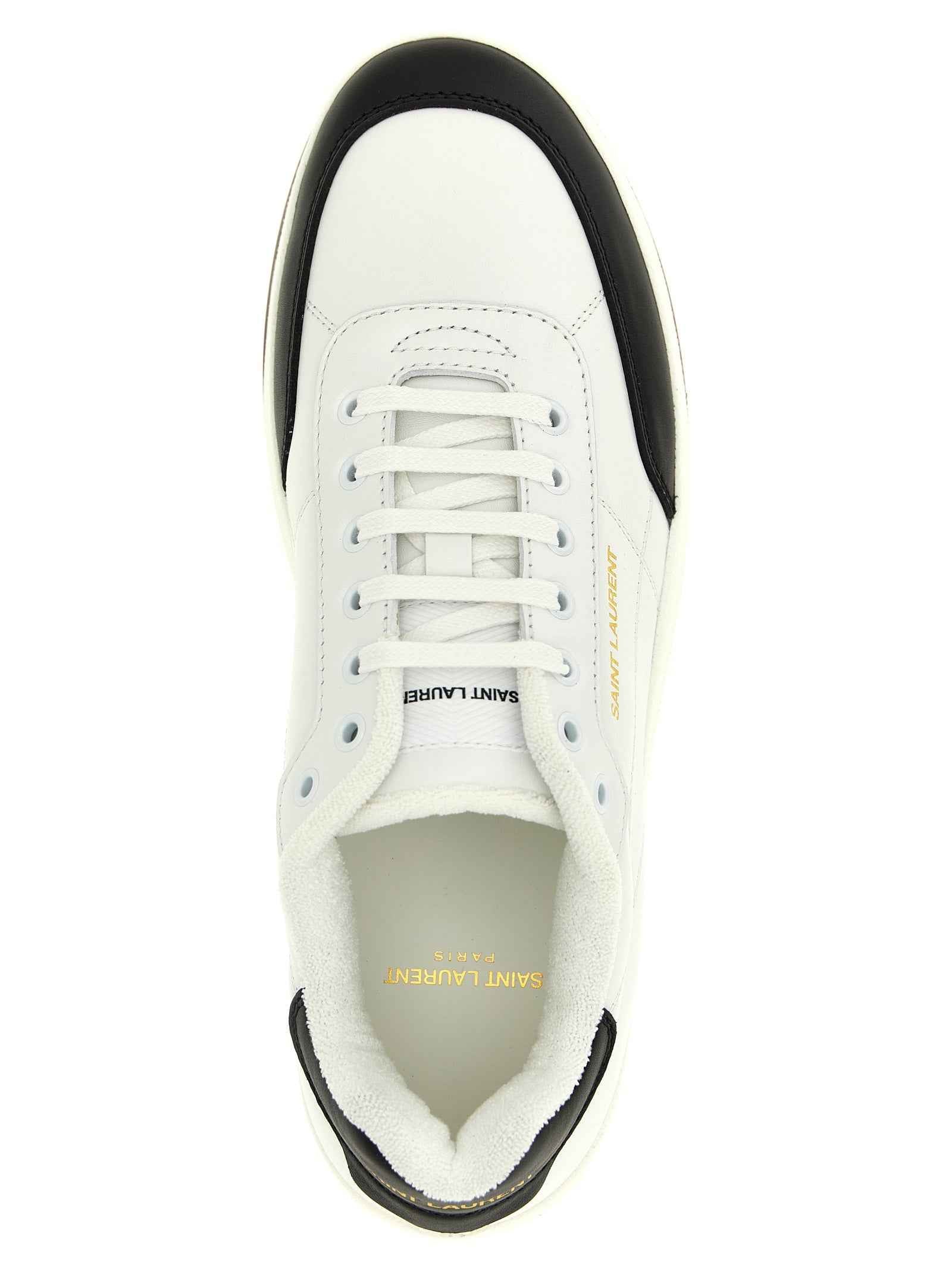 Saint Laurent Bicolor Calfskin Low Top Sneakers