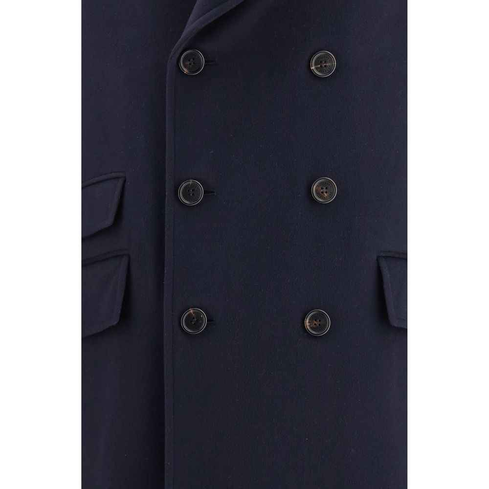 Brunello Cucinelli Blue Wool Oves Aries Coat