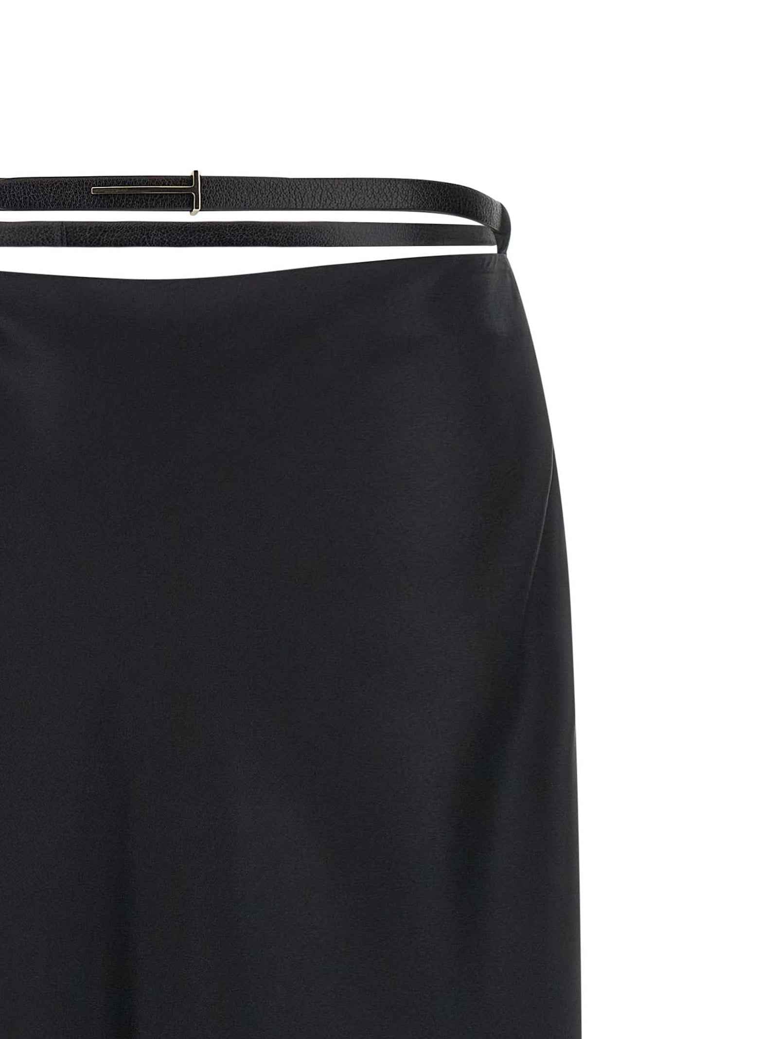 Tom Ford Black Silk Midi Skirt