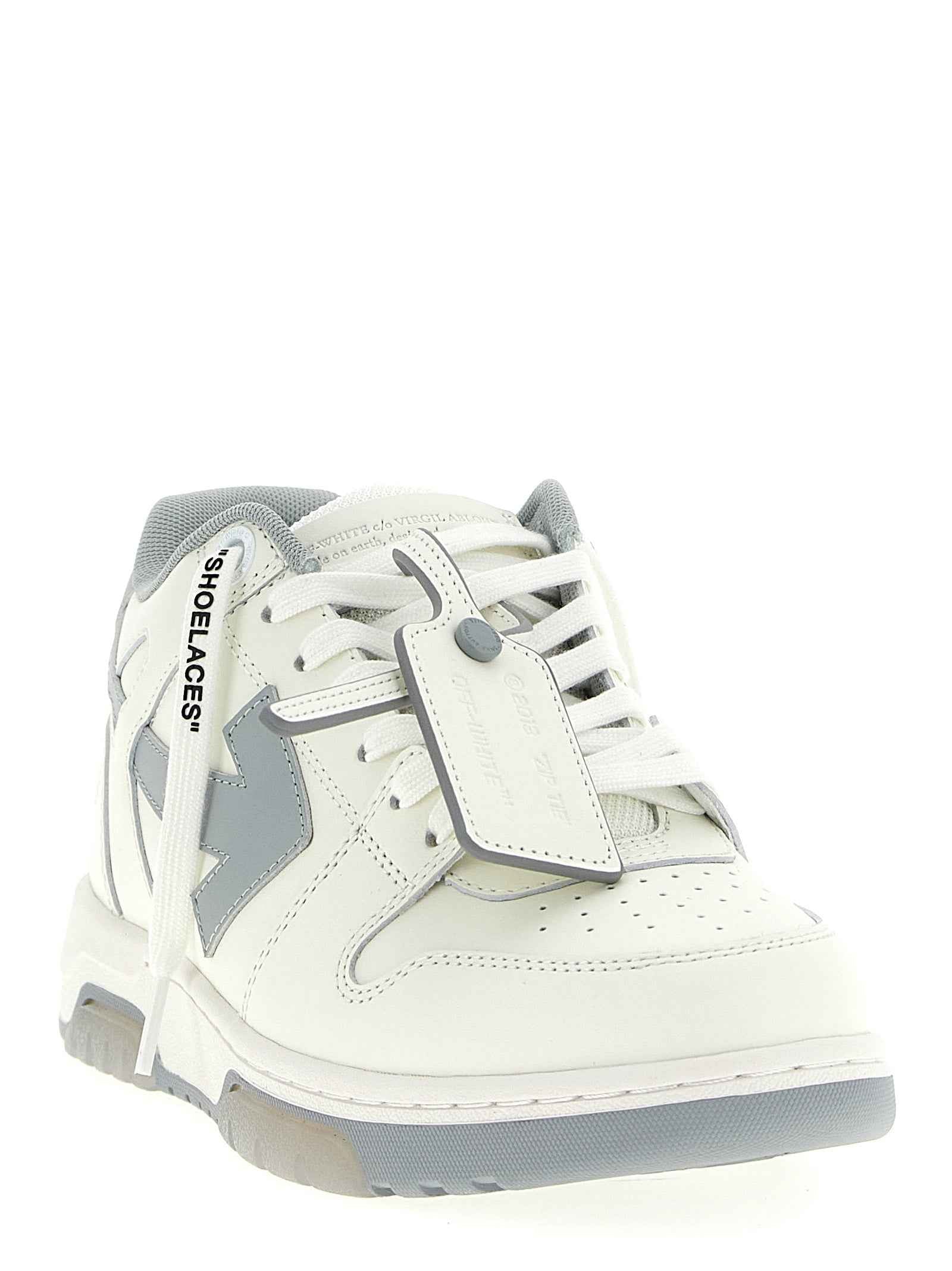 Off-White Gray Leather Low Top Sneakers