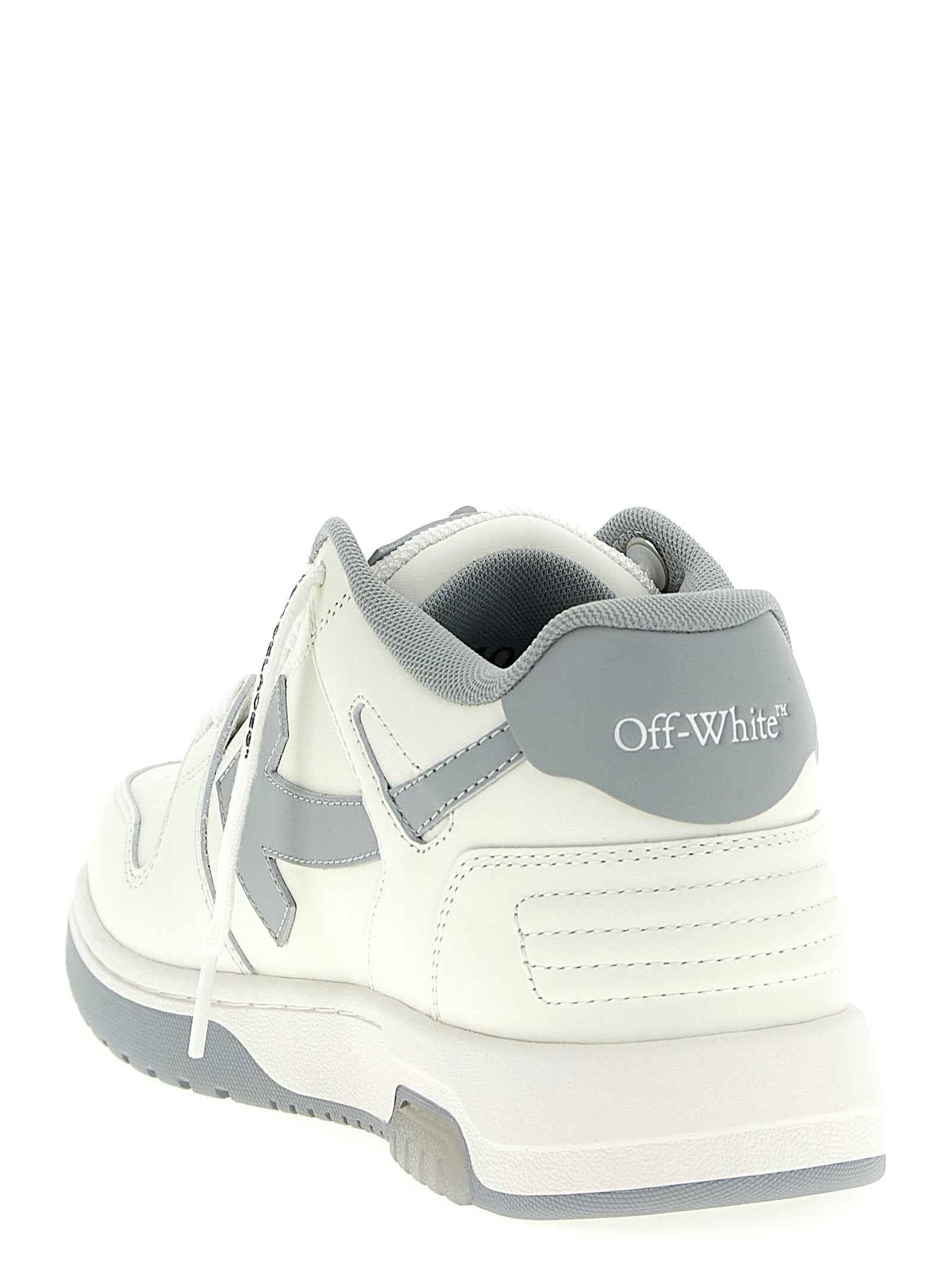 Off-White Gray Leather Low Top Sneakers