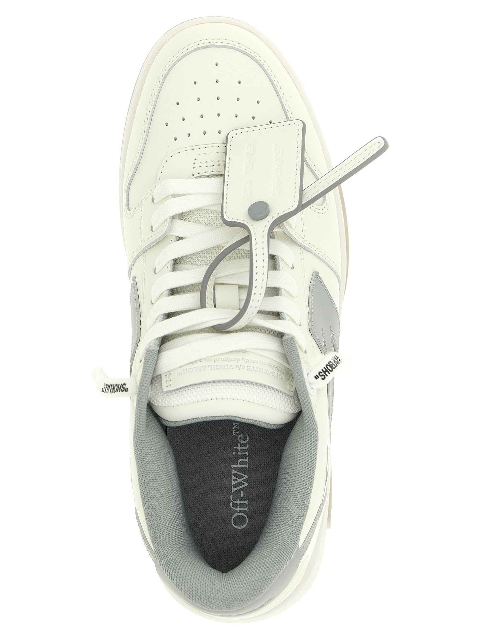Off-White Gray Leather Low Top Sneakers
