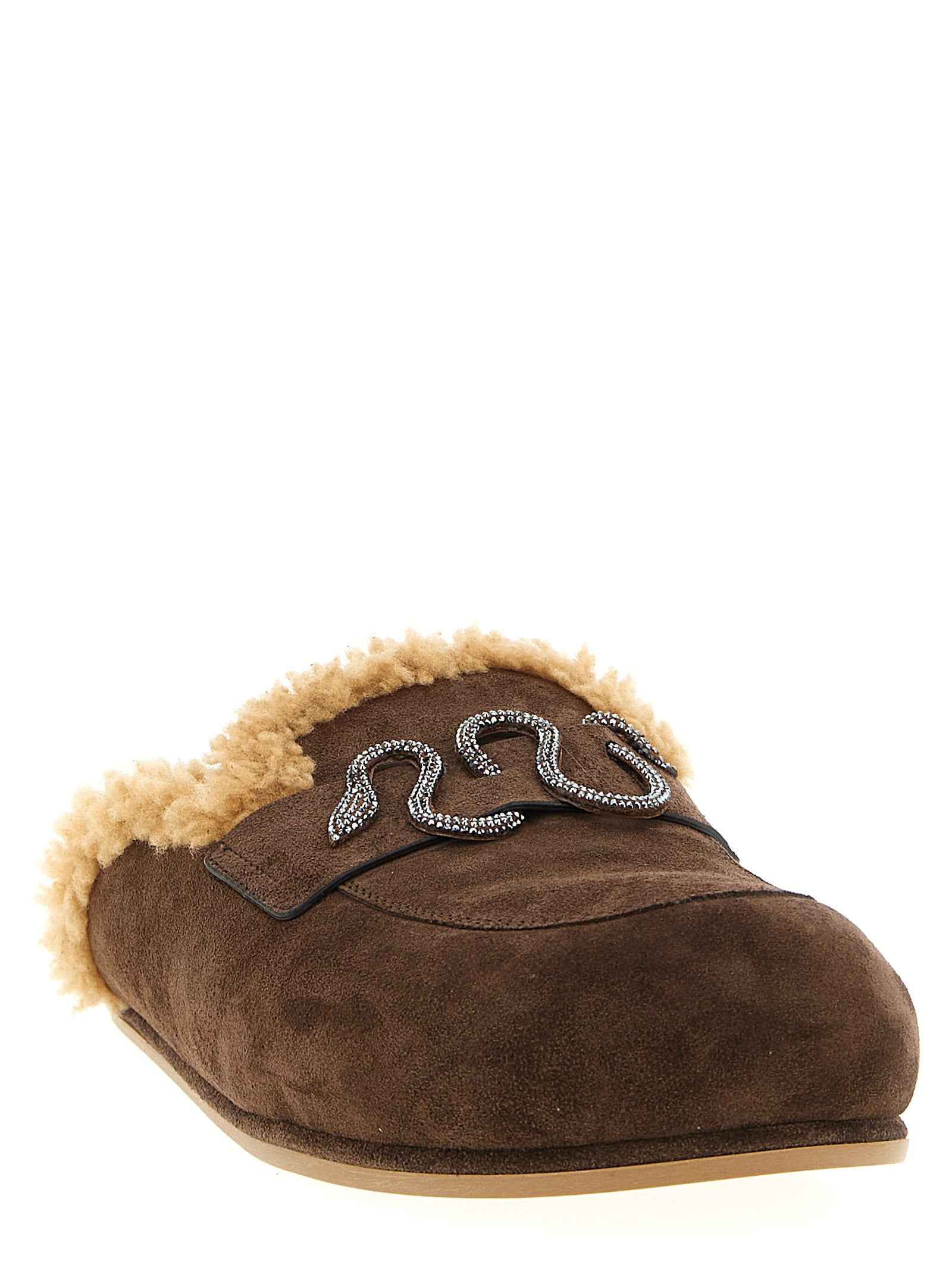 RENE CAOVILLA Brown Calfskin Slides