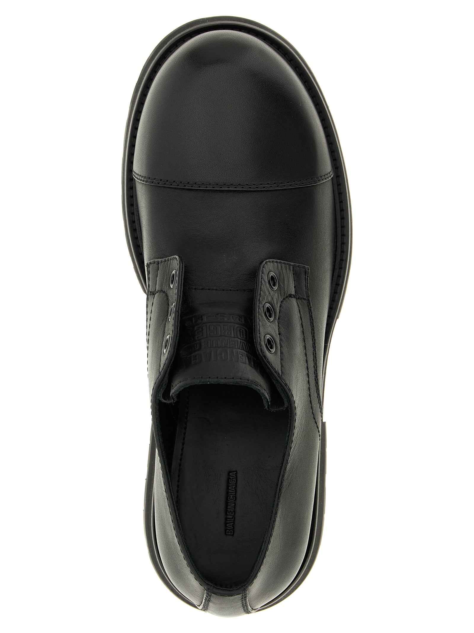Balenciaga Black Bull Skin Slip-On Loafers