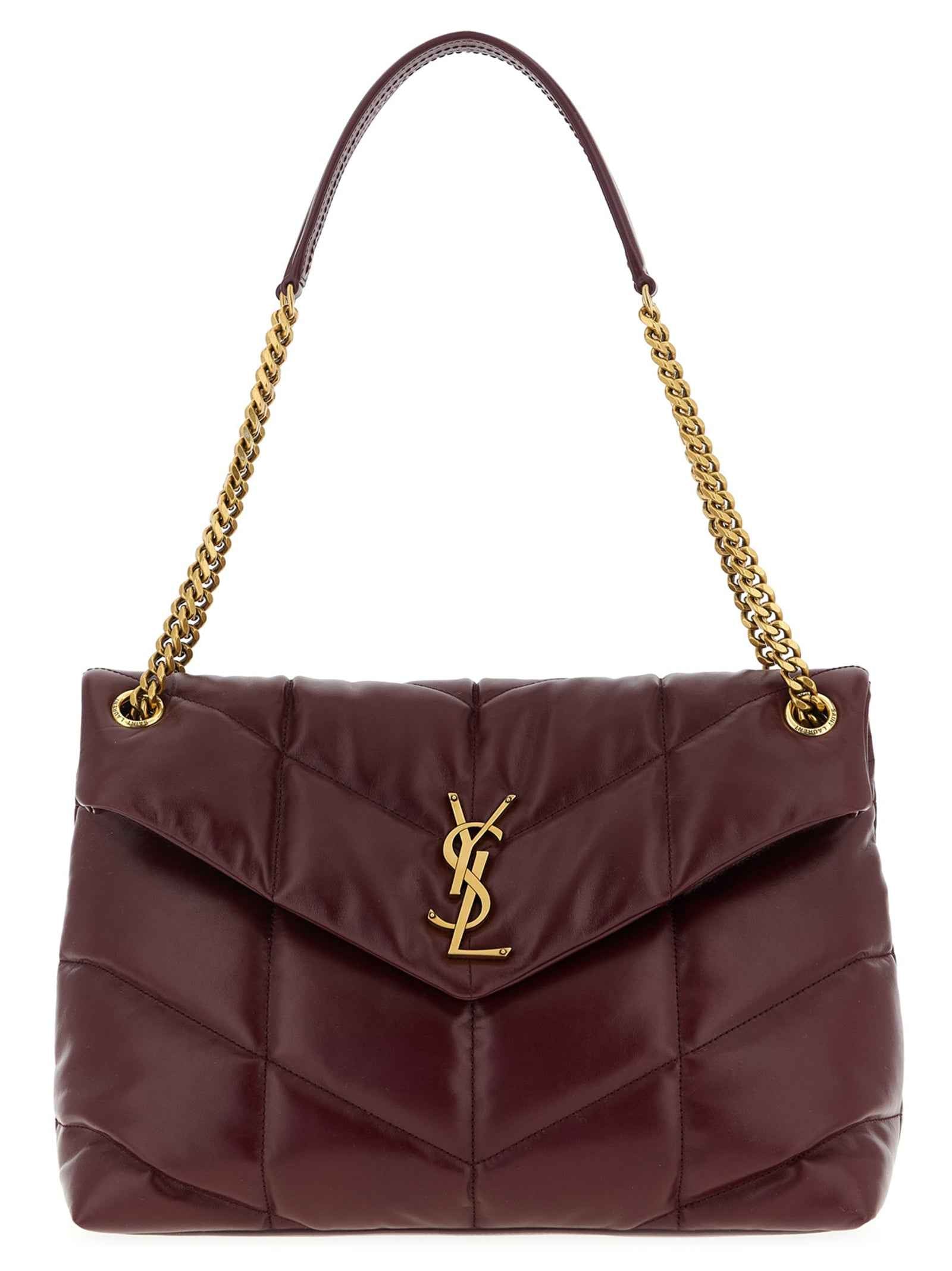 Saint Laurent Bordeaux Calfskin Shoulder Bag