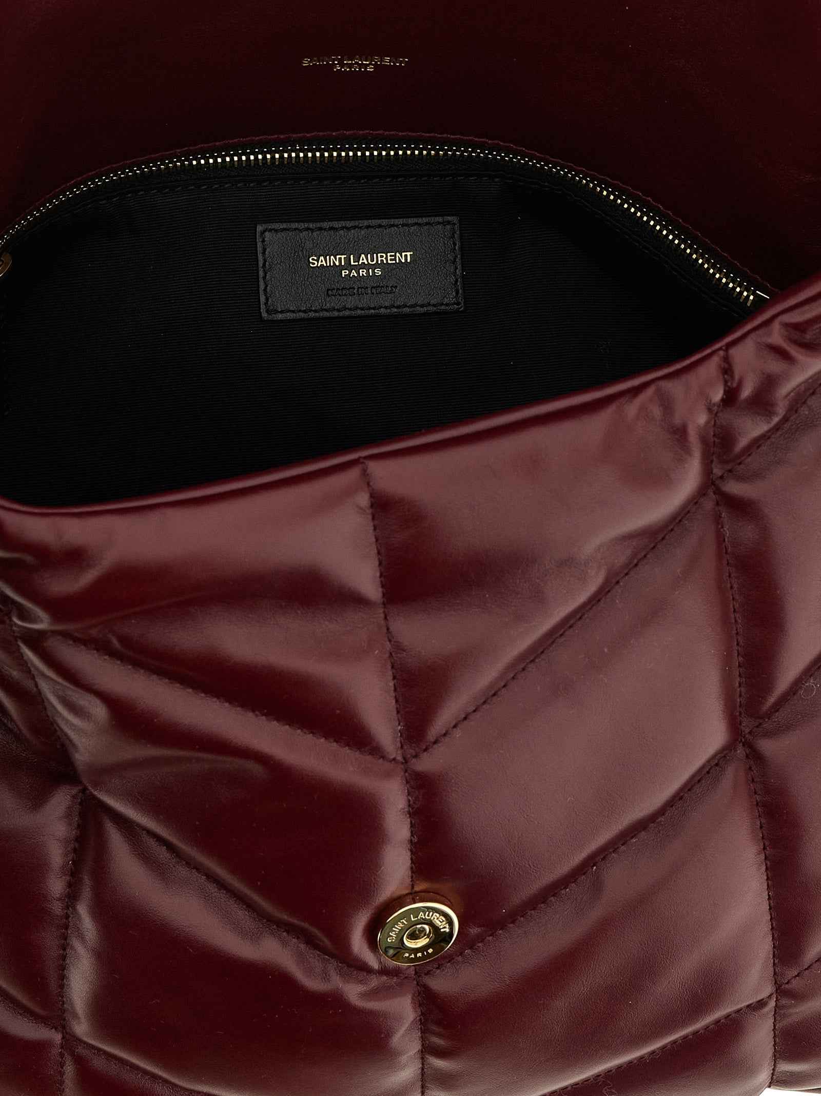 Saint Laurent Bordeaux Calfskin Shoulder Bag