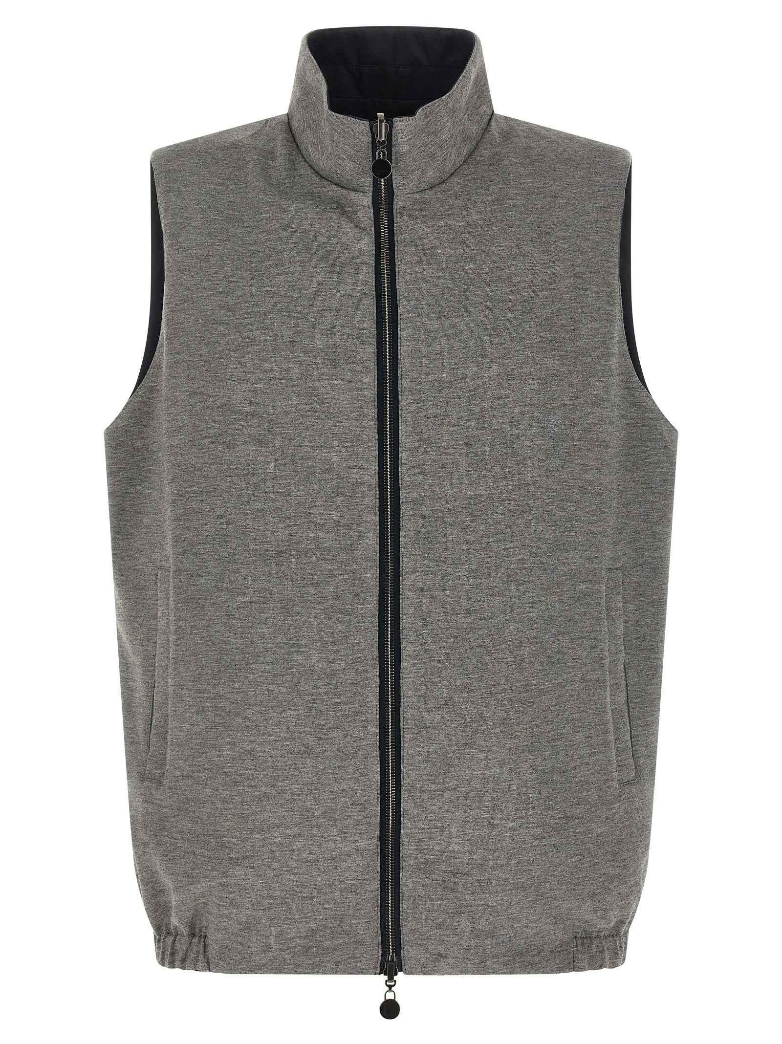 Kiton Blue Cotton Sleeveless Jacket