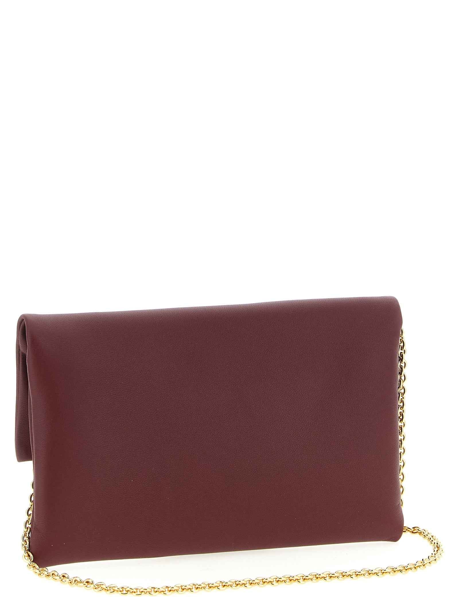 Fendi Bordeaux Lamb Leather Clutch Bag