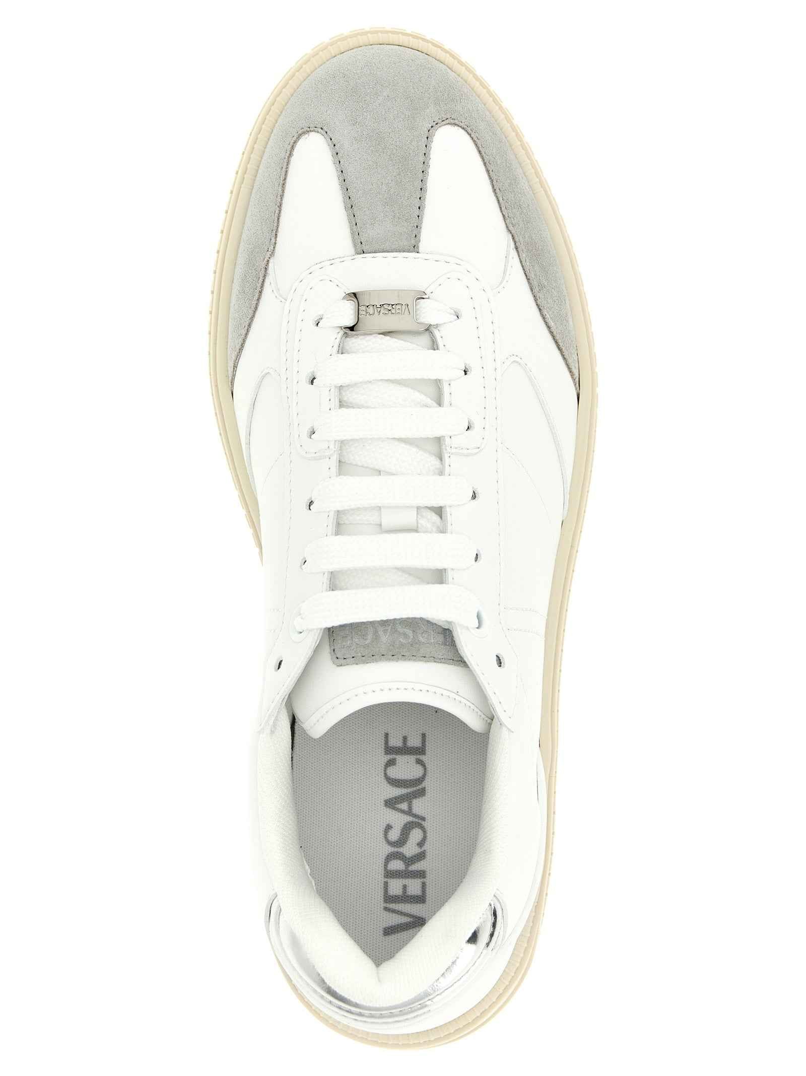 Versace White Calfskin Low Top Sneakers