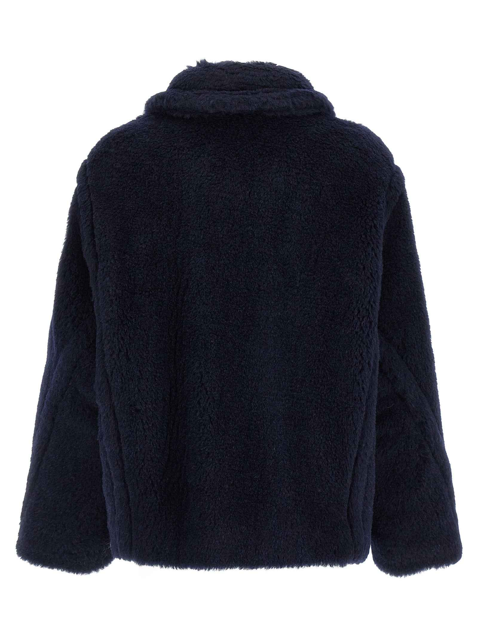 Max Mara Blue Alpaca Leather Coat