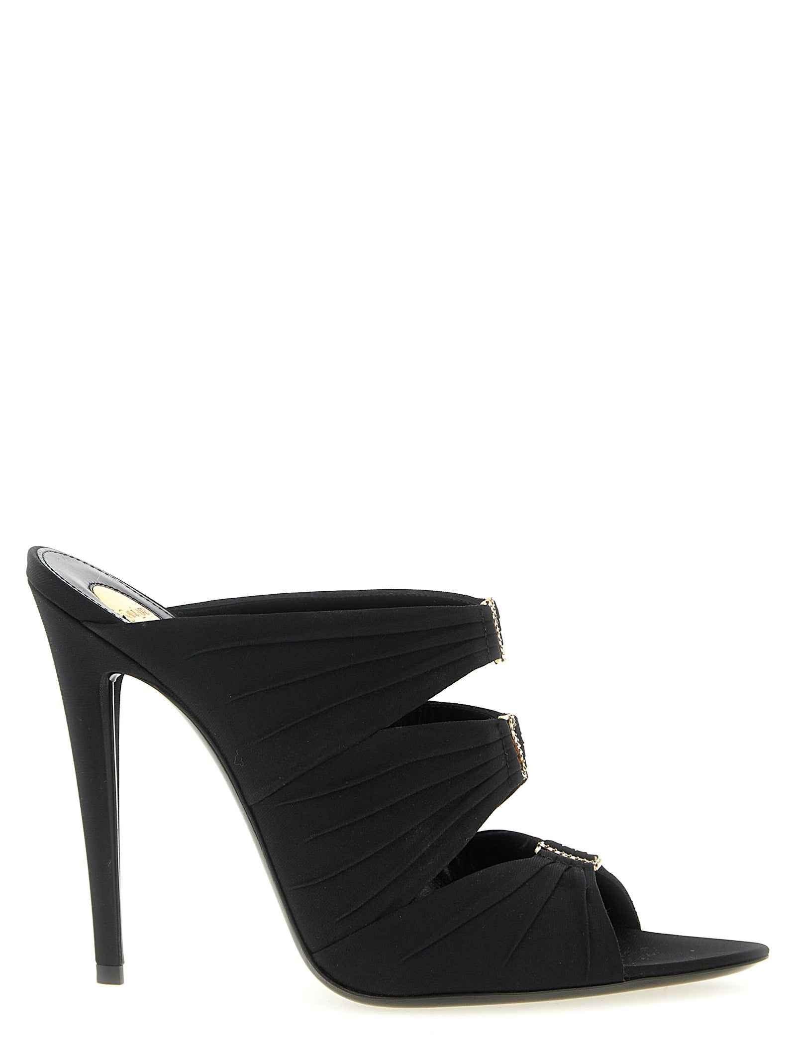 Saint Laurent Black Viscose Stiletto Heel Sandals