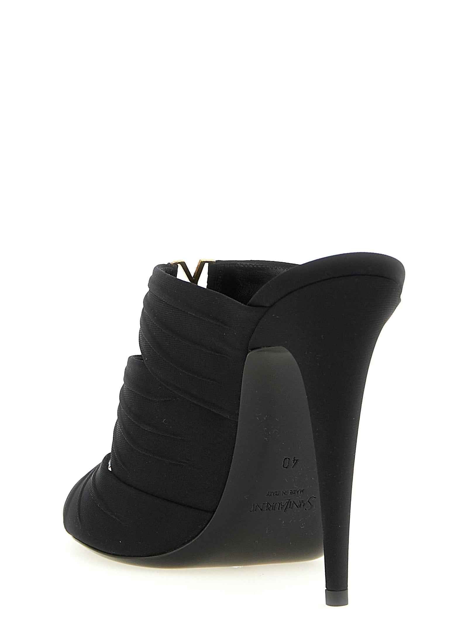 Saint Laurent Black Viscose Stiletto Heel Sandals
