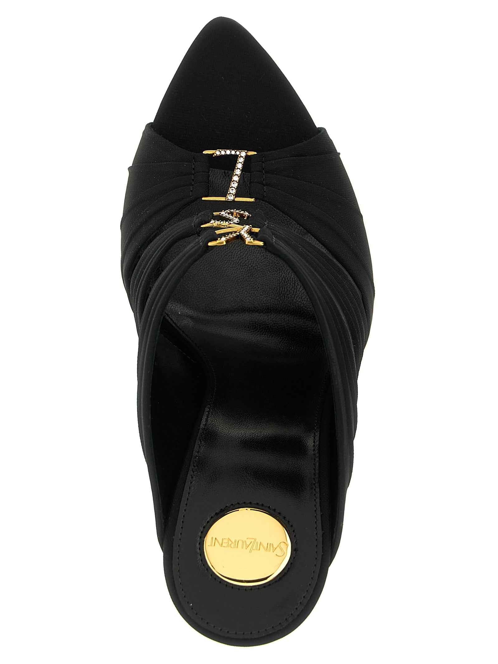 Saint Laurent Black Viscose Stiletto Heel Sandals