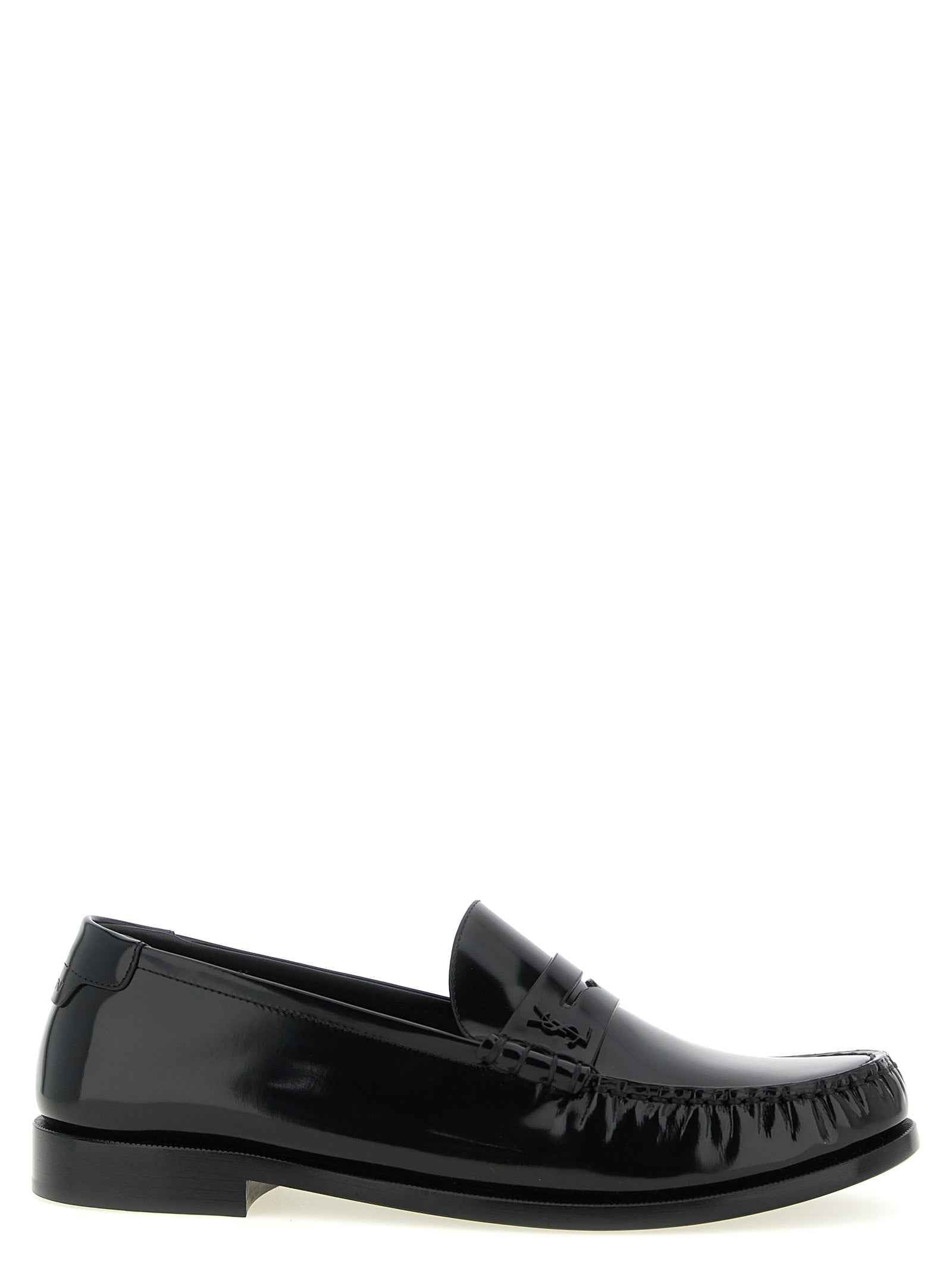 Saint Laurent Black Calfskin Slip-On Loafers
