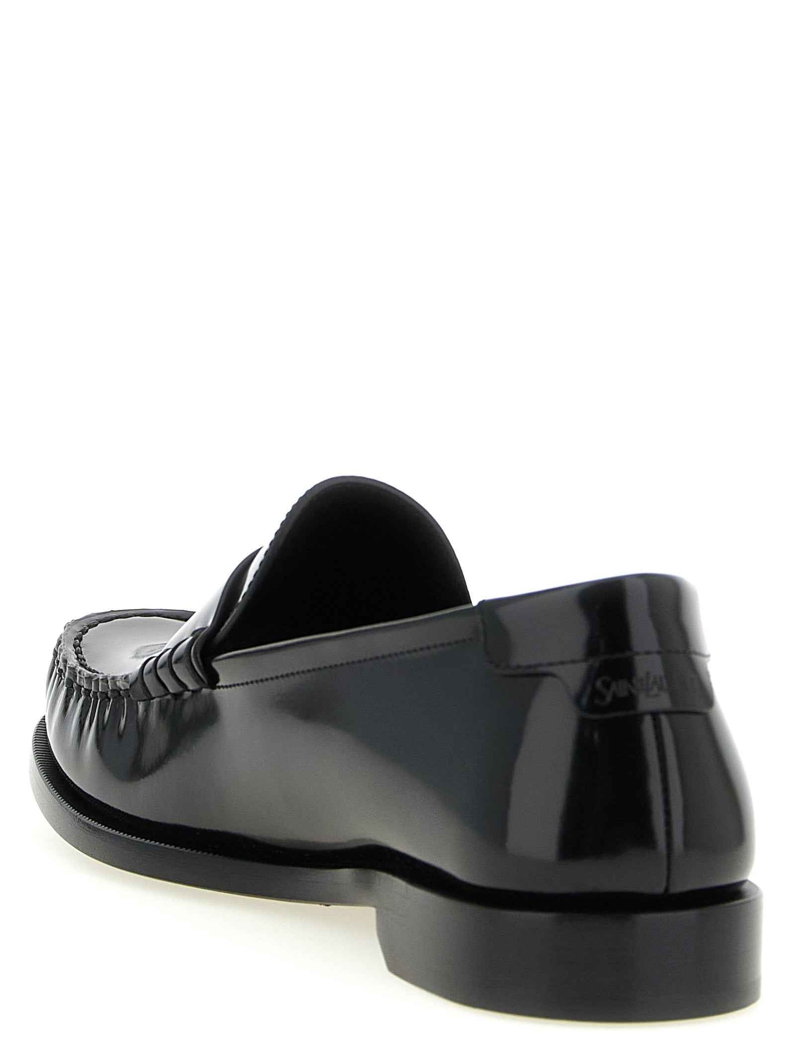 Saint Laurent Black Calfskin Slip-On Loafers