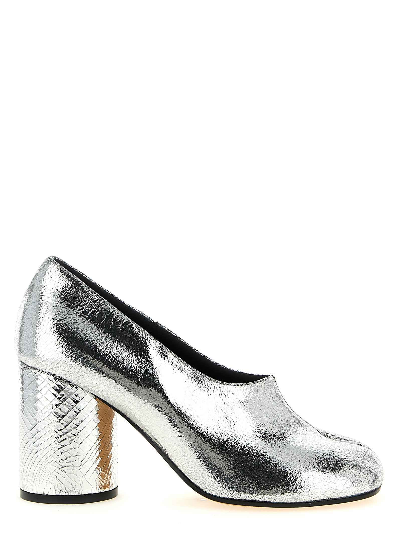 Maison Margiela Silver Calfskin Mid Heel Pumps