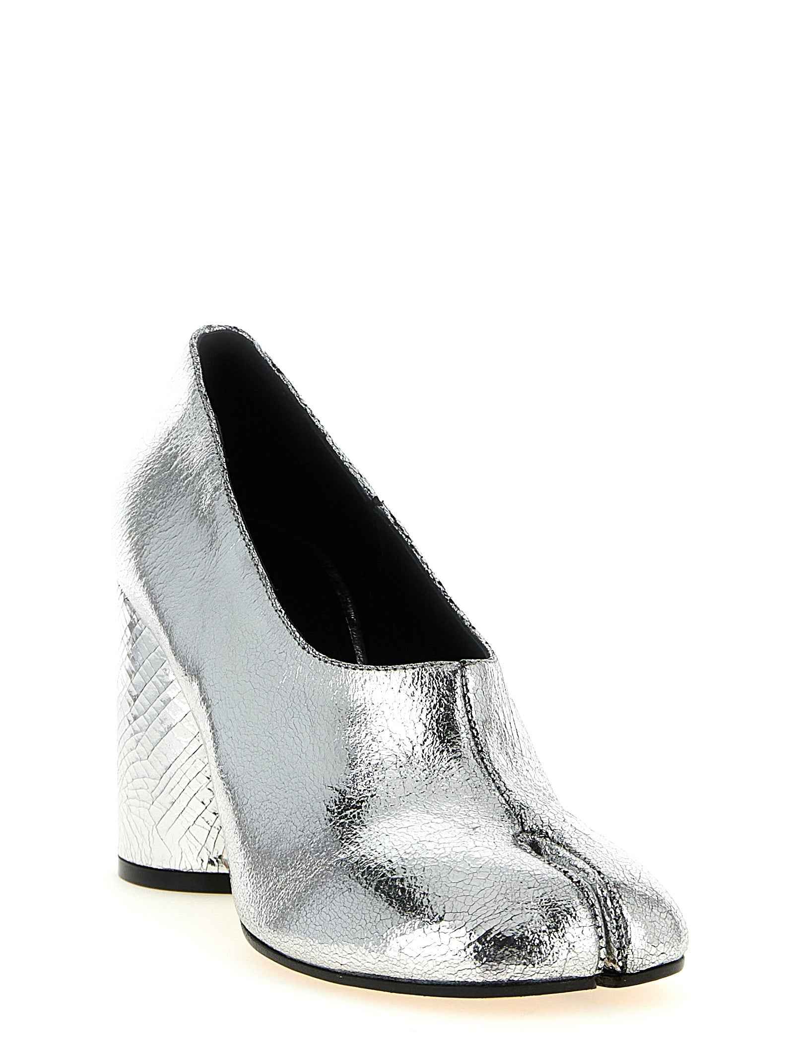 Maison Margiela Silver Calfskin Mid Heel Pumps