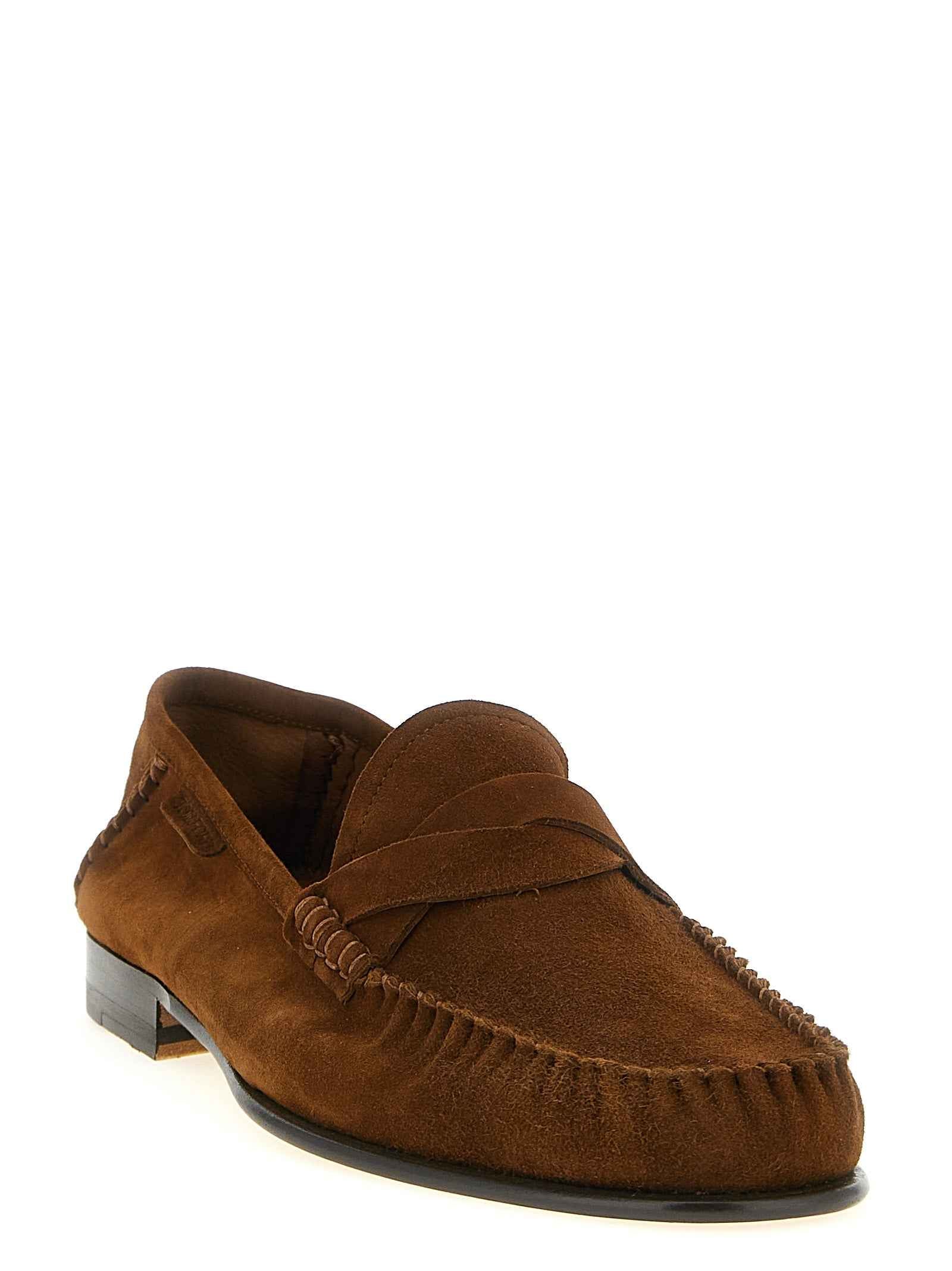 Tom Ford Brown Suede Leather Slip-On Loafers