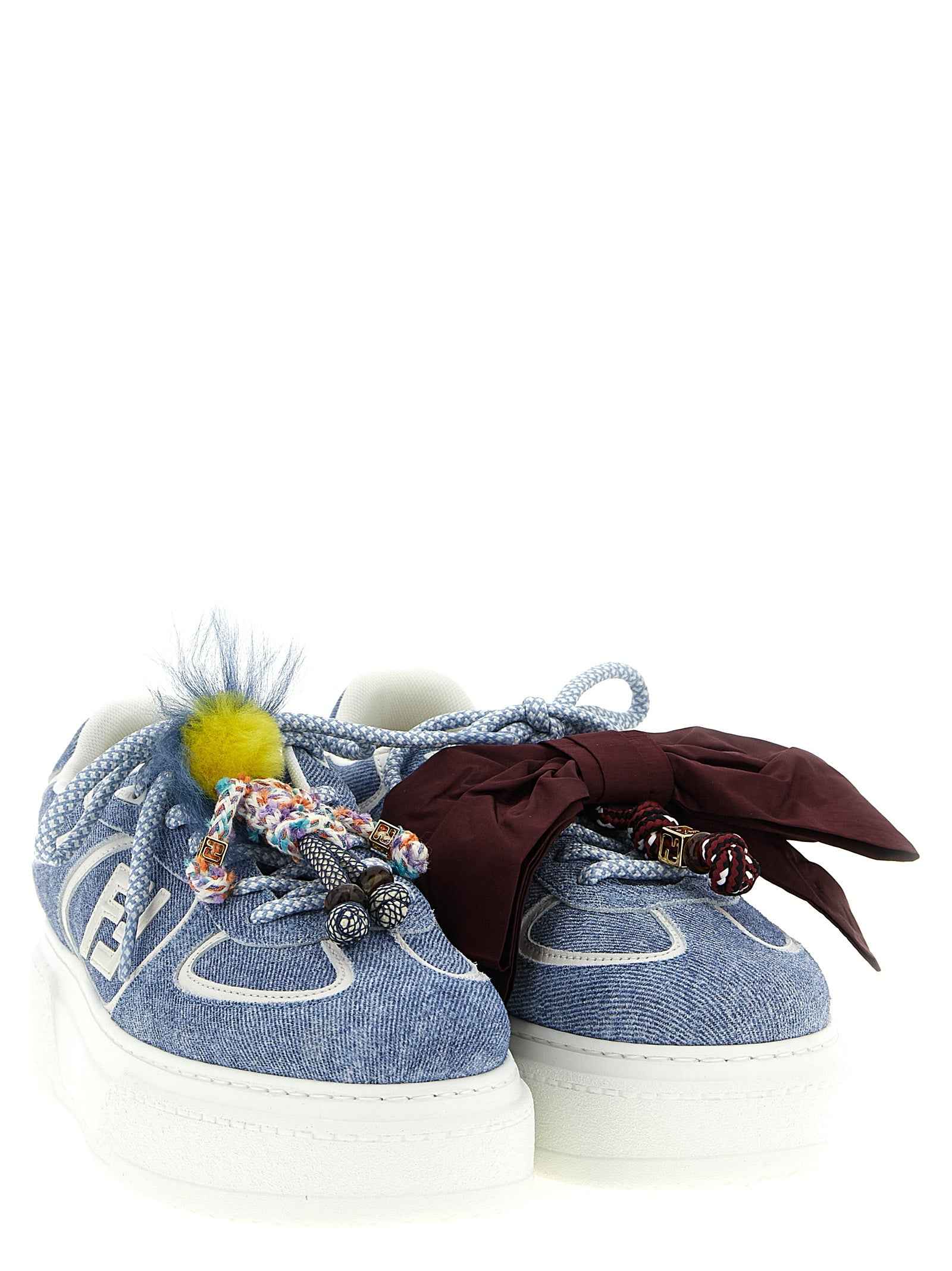 Fendi Blue Calfskin Platform Sneakers