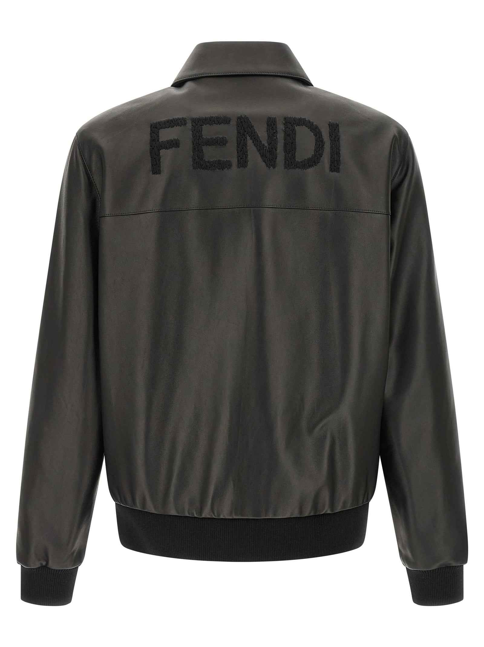Fendi Black Lamb Leather Leather Jacket