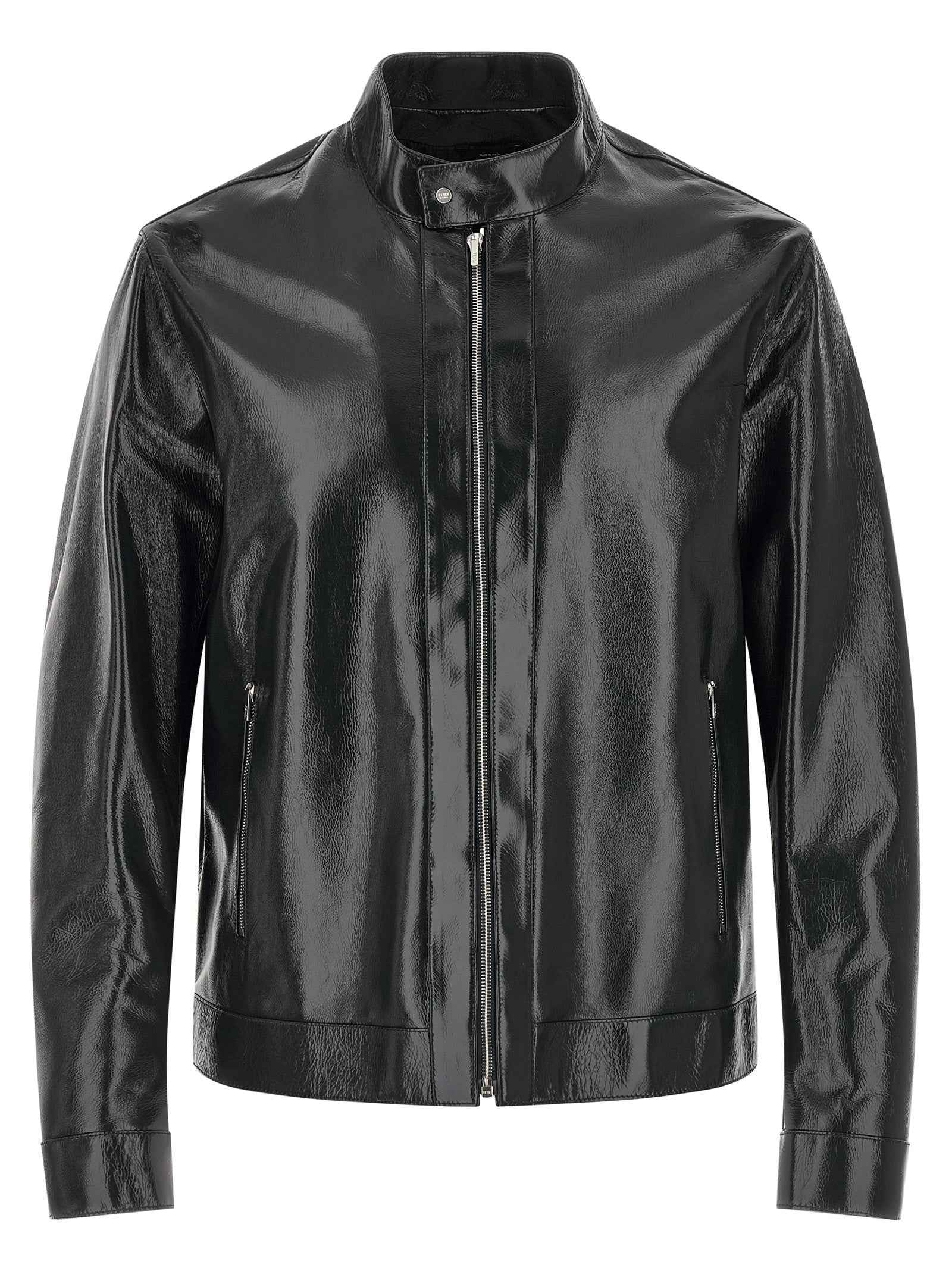 Fendi Blue Lamb Leather Leather Jacket