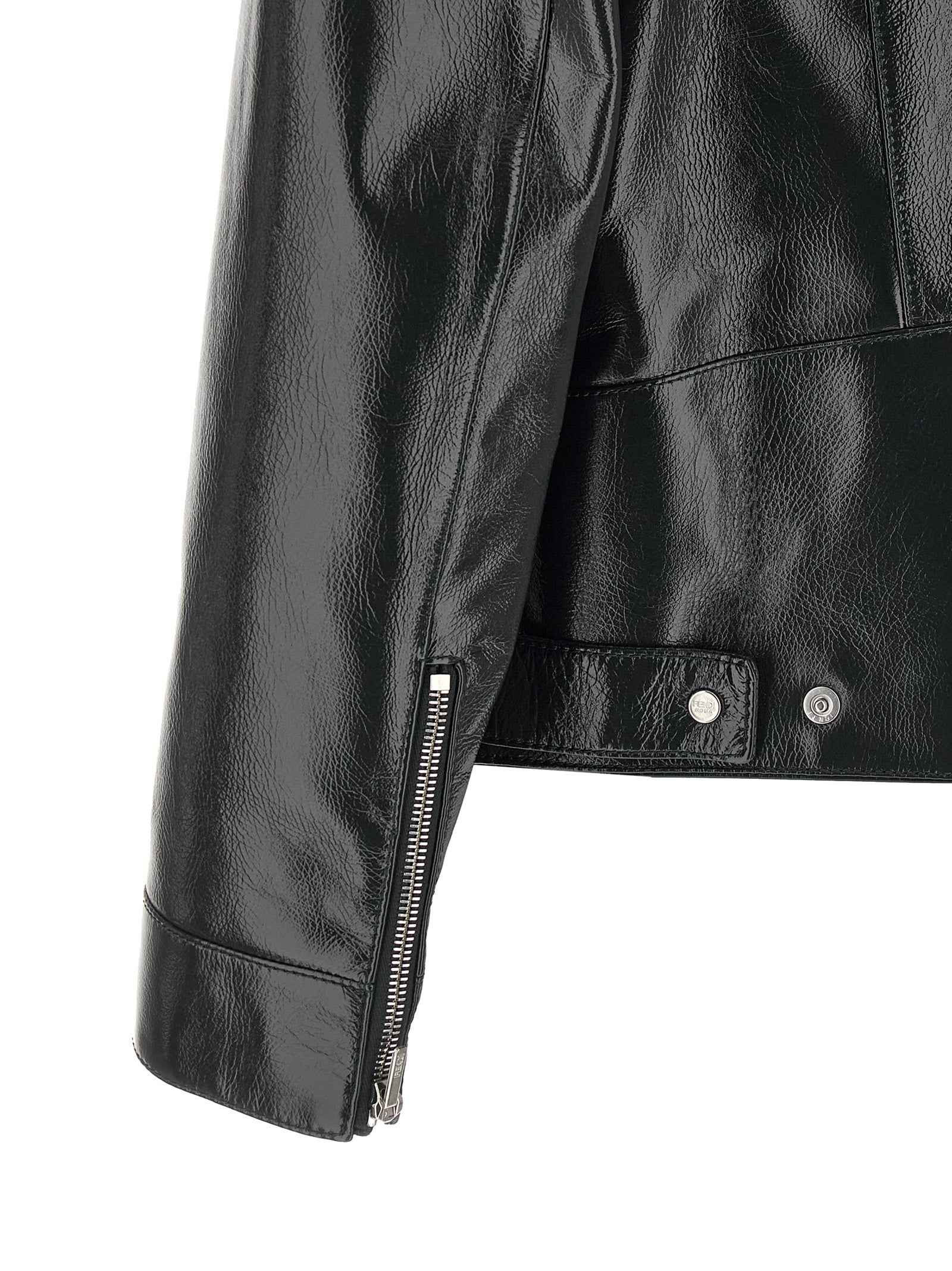 Fendi Blue Lamb Leather Leather Jacket
