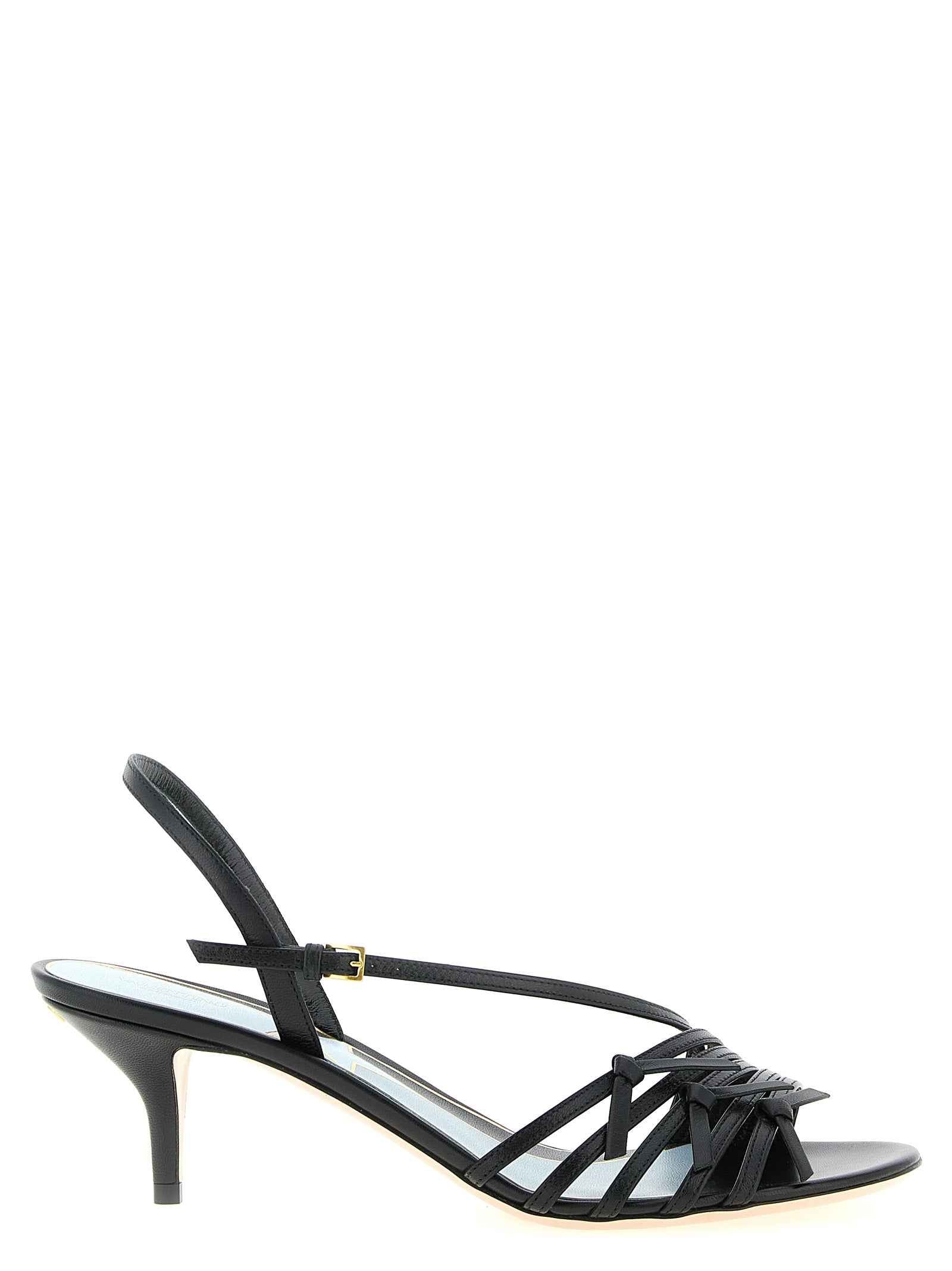 Valentino Garavani Black Calfskin Stiletto Heel Sandals
