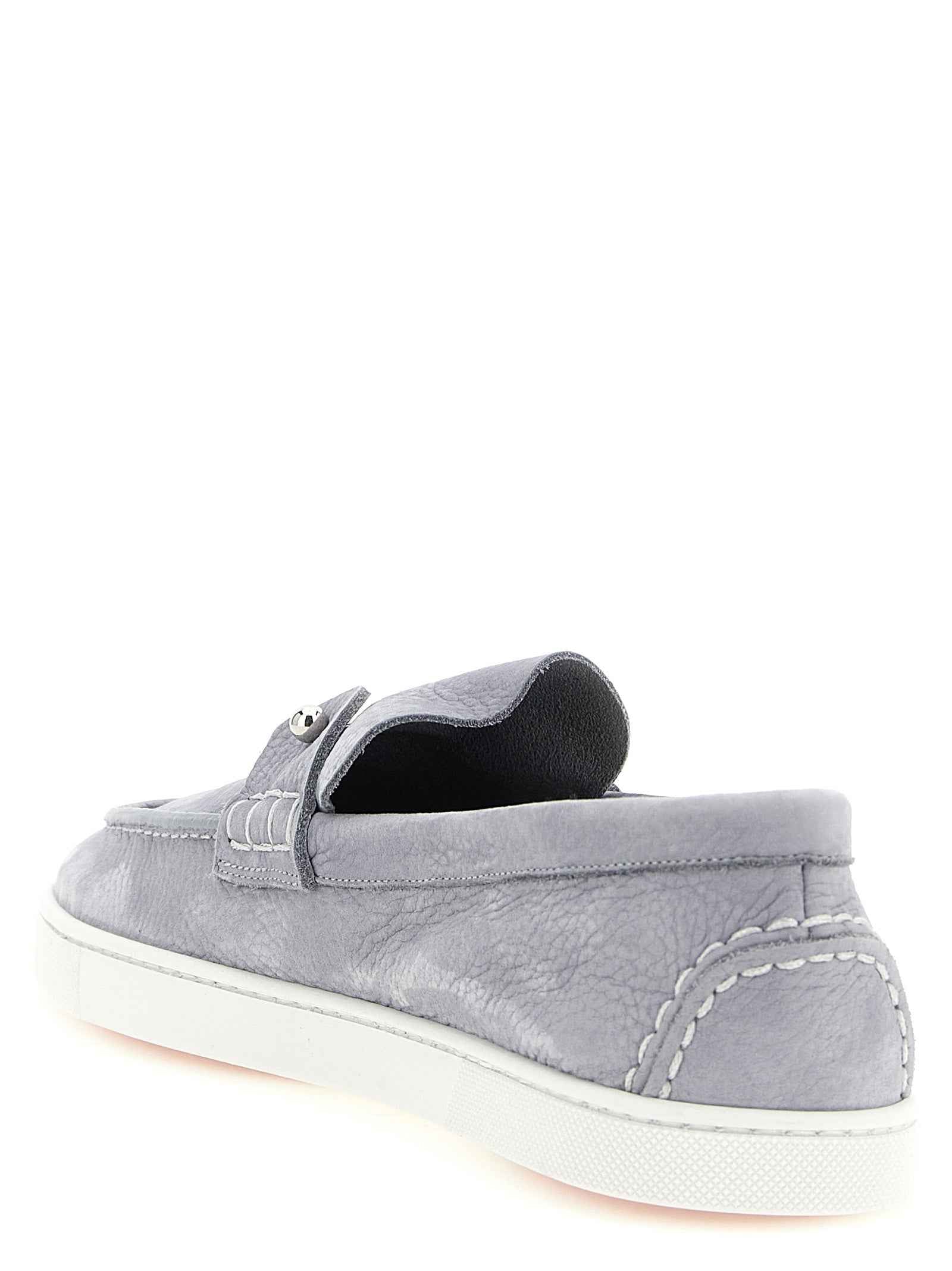 Christian Louboutin Gray Calfskin Slip-On Loafers