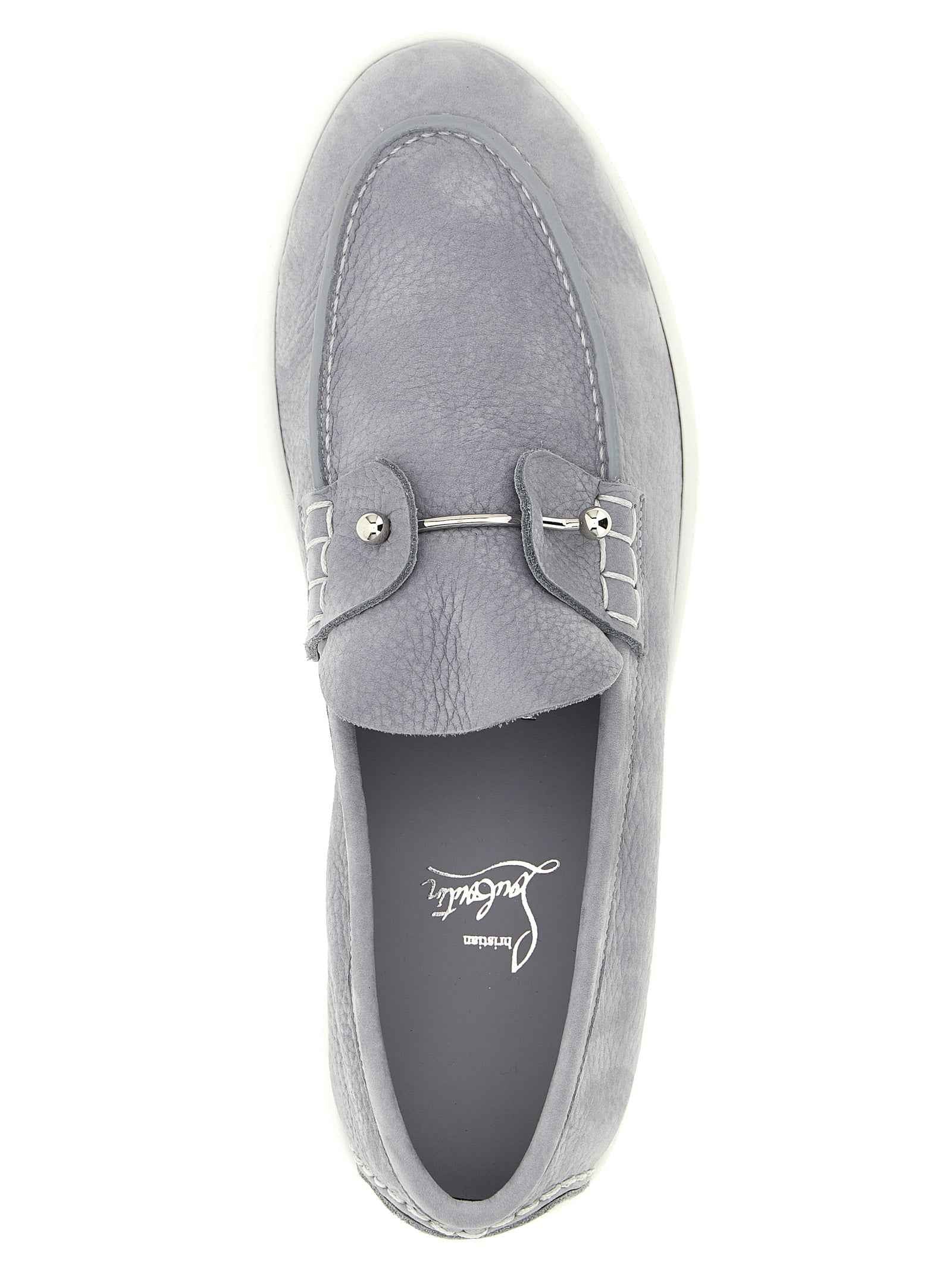 Christian Louboutin Gray Calfskin Slip-On Loafers