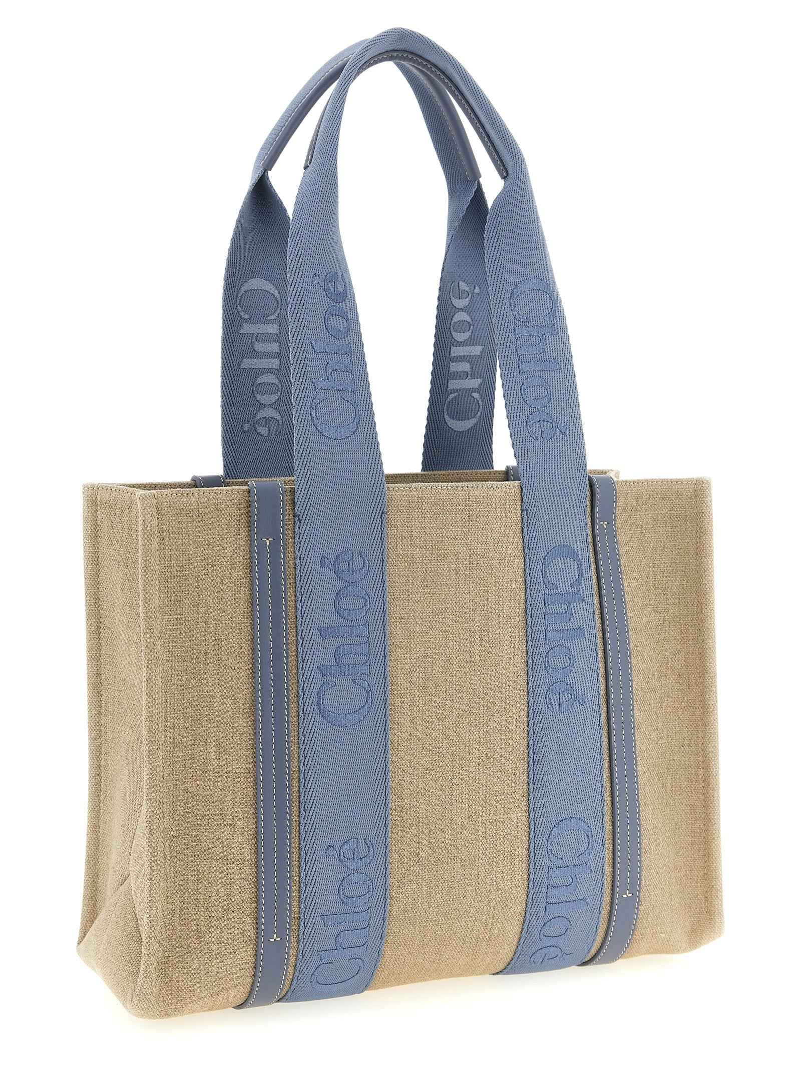 Chloé Blue Linen Tote Bag