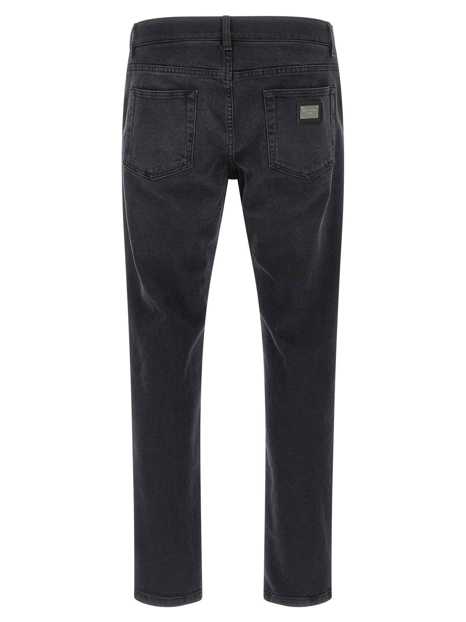 Dolce & Gabbana Black Cotton Straight-Leg Jeans