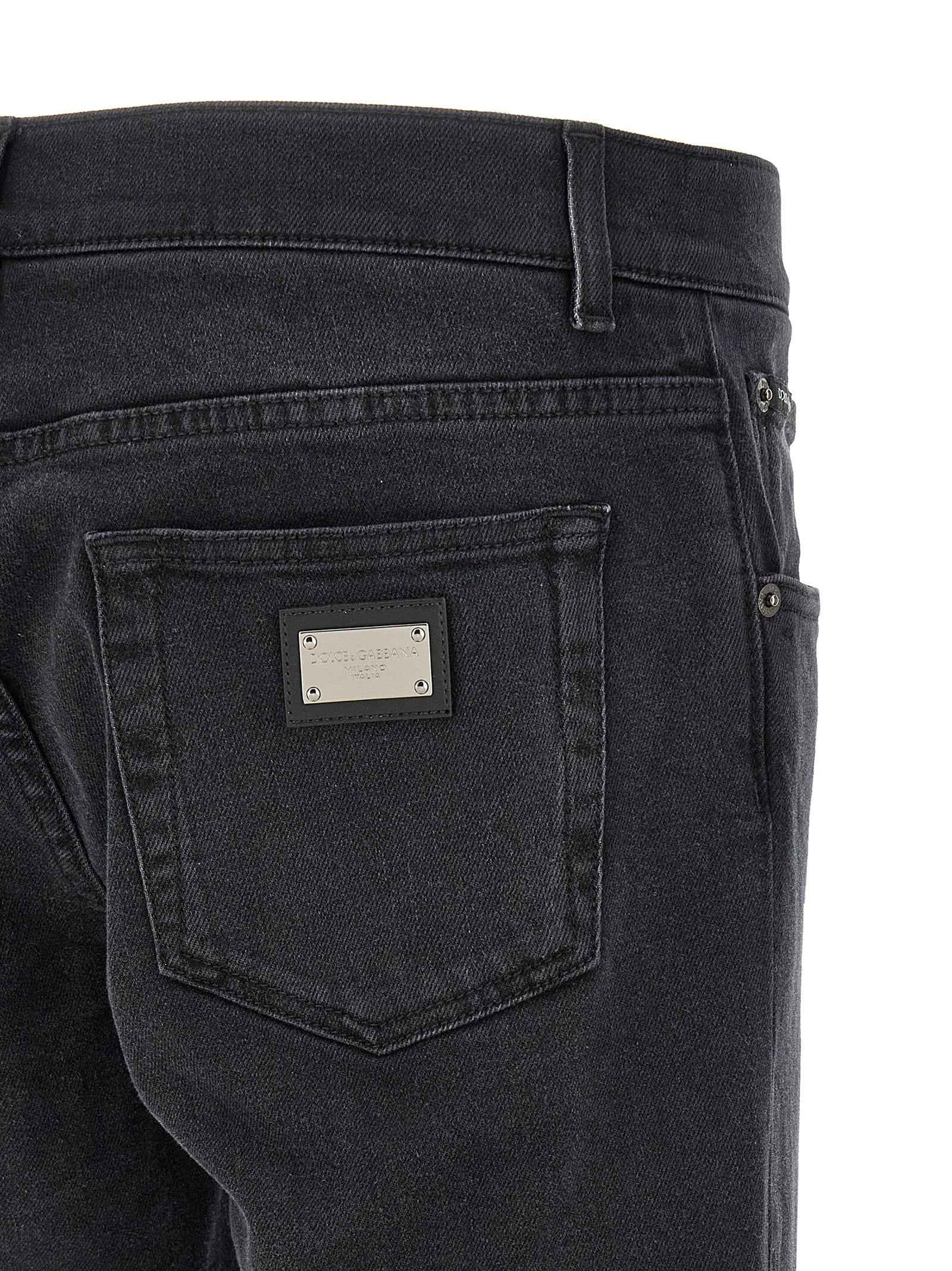 Dolce & Gabbana Black Cotton Straight-Leg Jeans