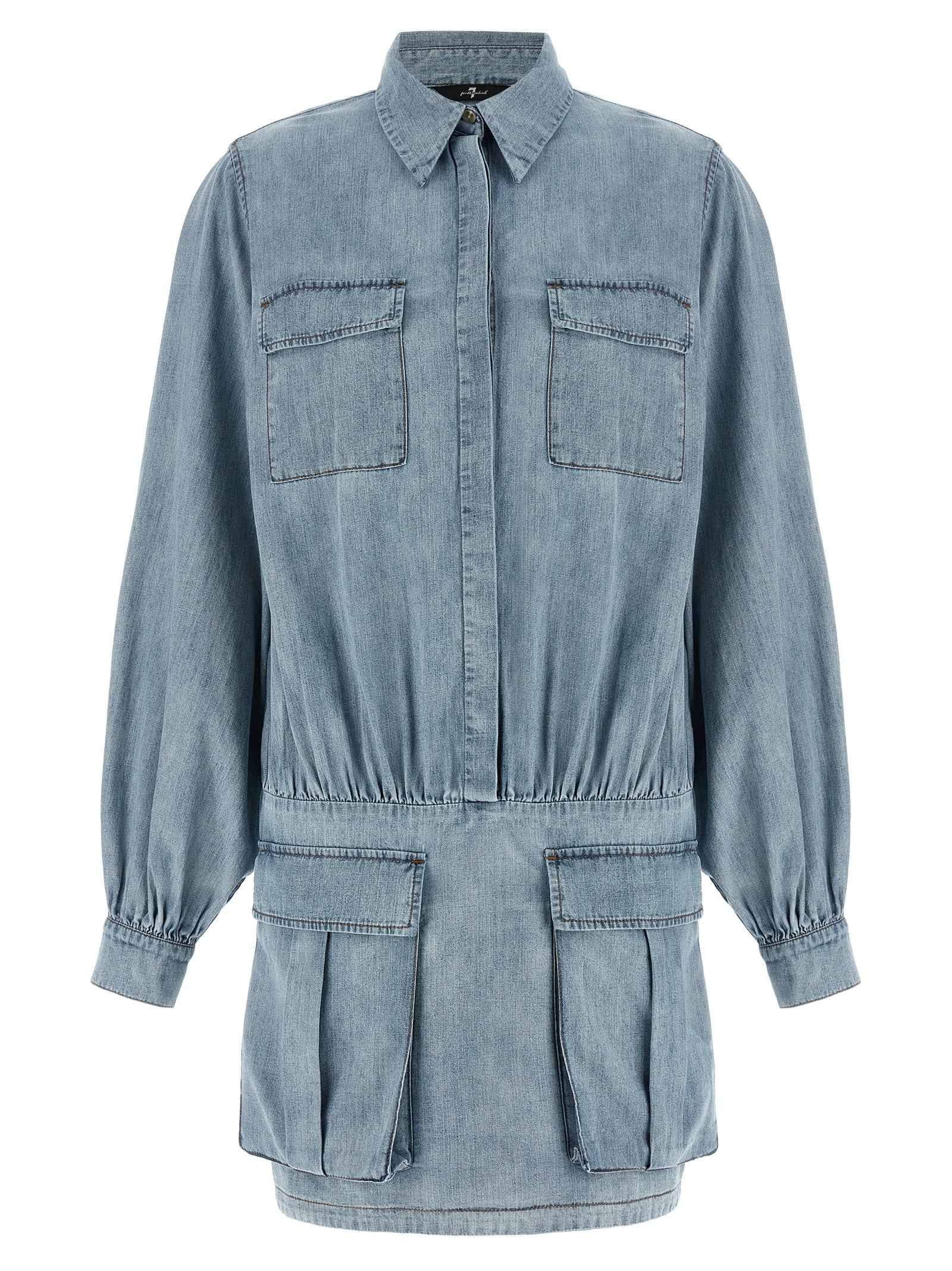 7 For All Mankind Blue Cotton Short Dress