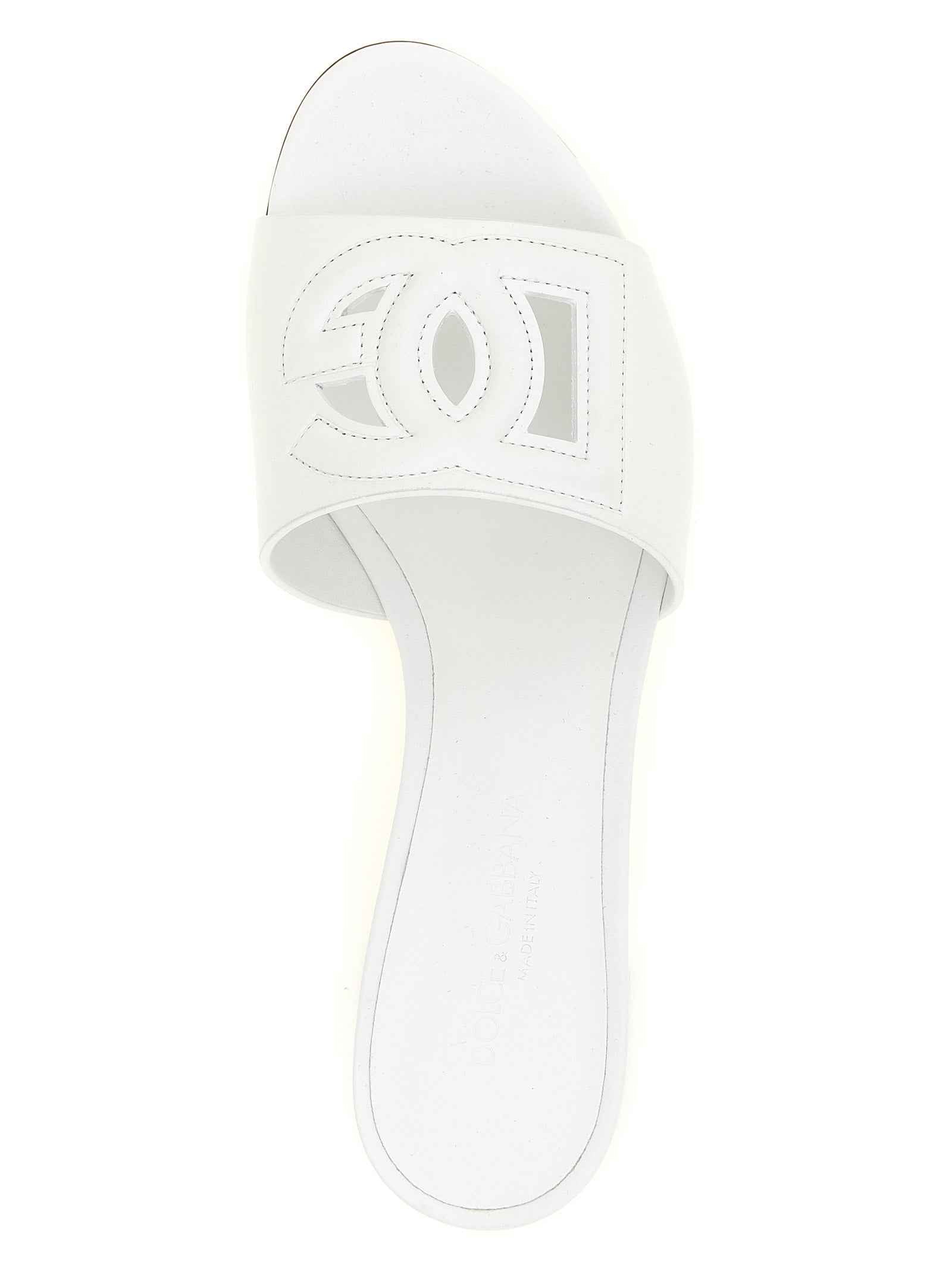 Dolce & Gabbana White Calfskin Platform Sandals