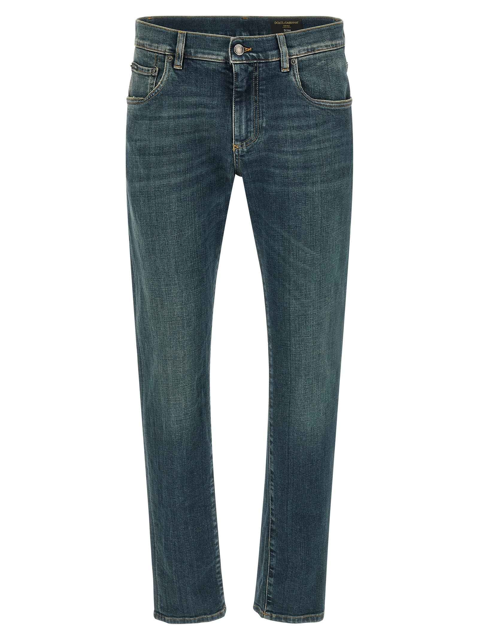 Dolce & Gabbana Blue Cotton Slim Fit Jeans