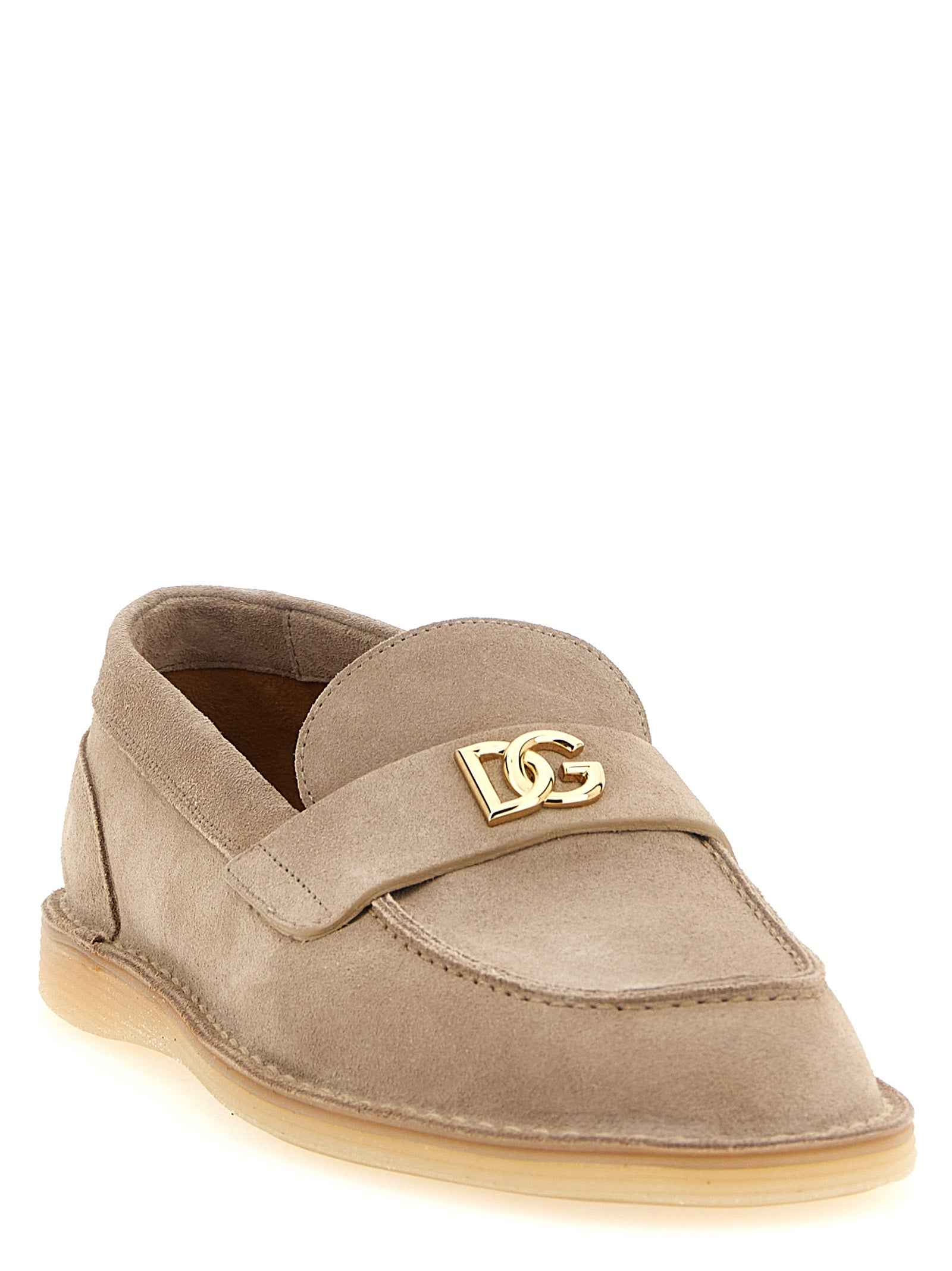 Dolce & Gabbana Beige Calfskin Slip-On Loafers