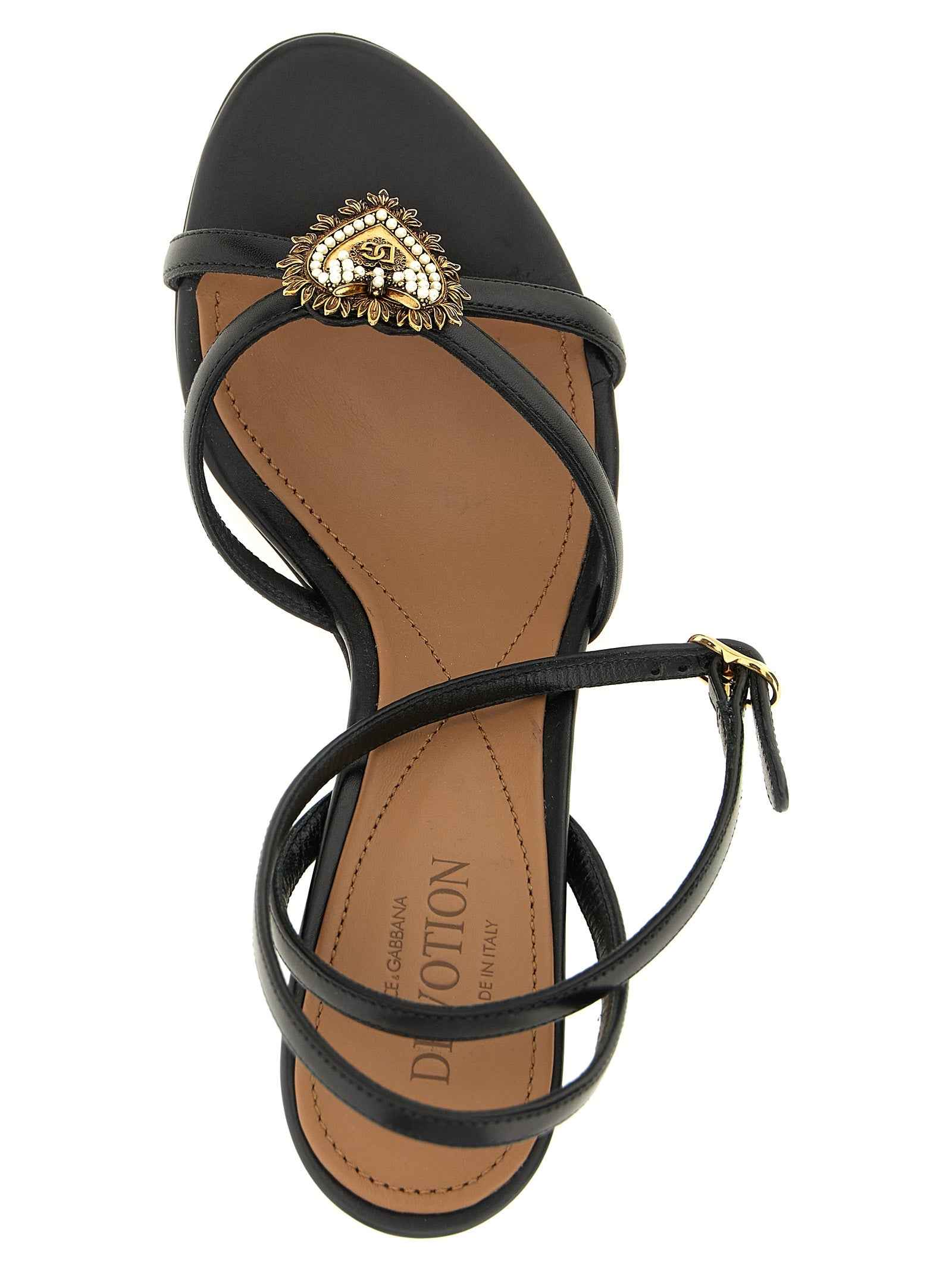 Dolce & Gabbana Black Calfskin Stiletto Heel Sandals