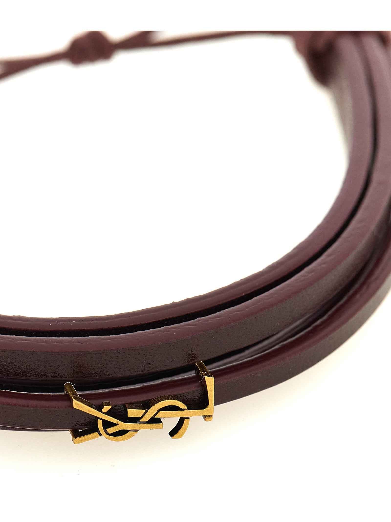Saint Laurent Bordeaux Lamb Leather Bracelet